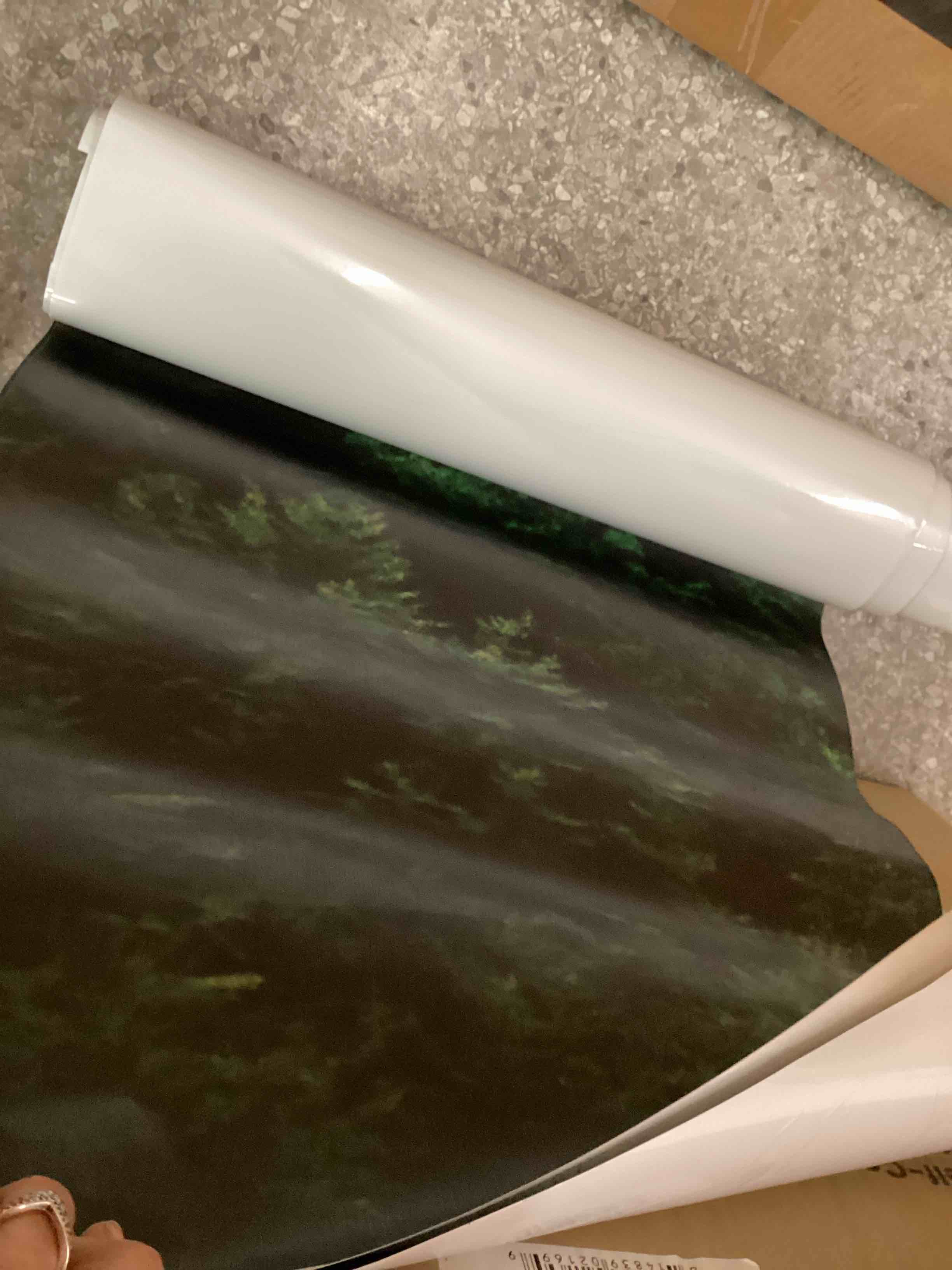 Condition photo showing As Is for Misty Forest Wallpaper Peel and Stick Foggy Forest Self Adhesive Mural for Living Room Bedroom 157"x108" Zz-001 157" x 108"