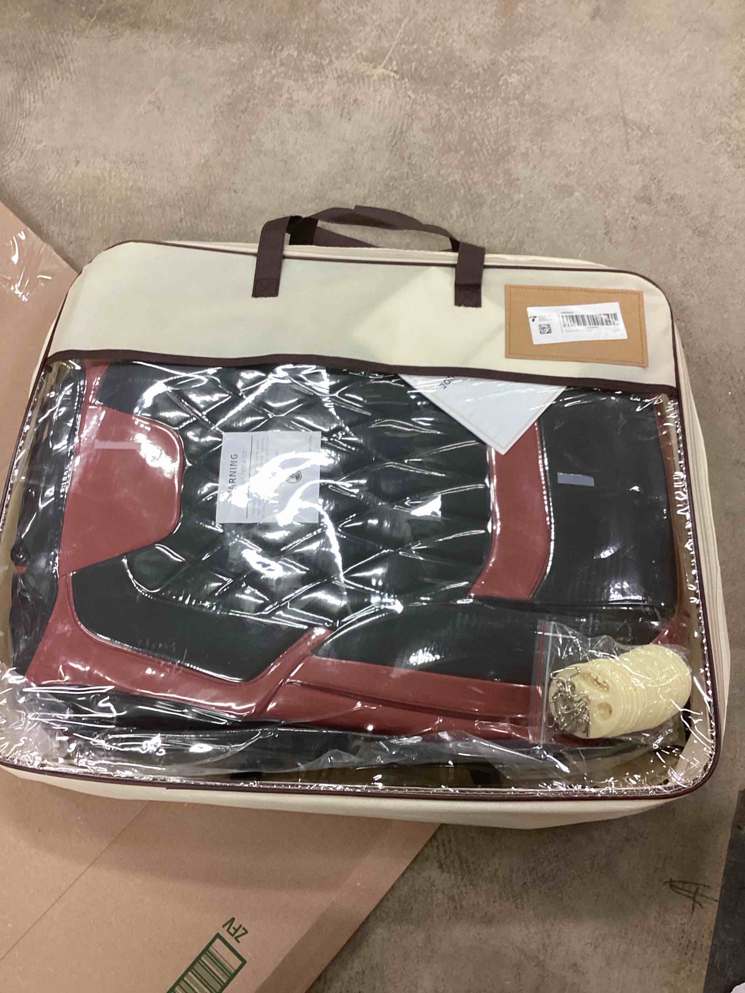 Condition photo showing New/Like New for FREESOO Black Red Car Seat Covers Full Set - Faux Nappa Leather Seat Covers for Cars, Breathable Waterproof Front Seats with Lumbar Support and Rear Seat Cover, Fit for Automotive Sedans SUVs Pickups Black-Red Full Set - 5 Seats