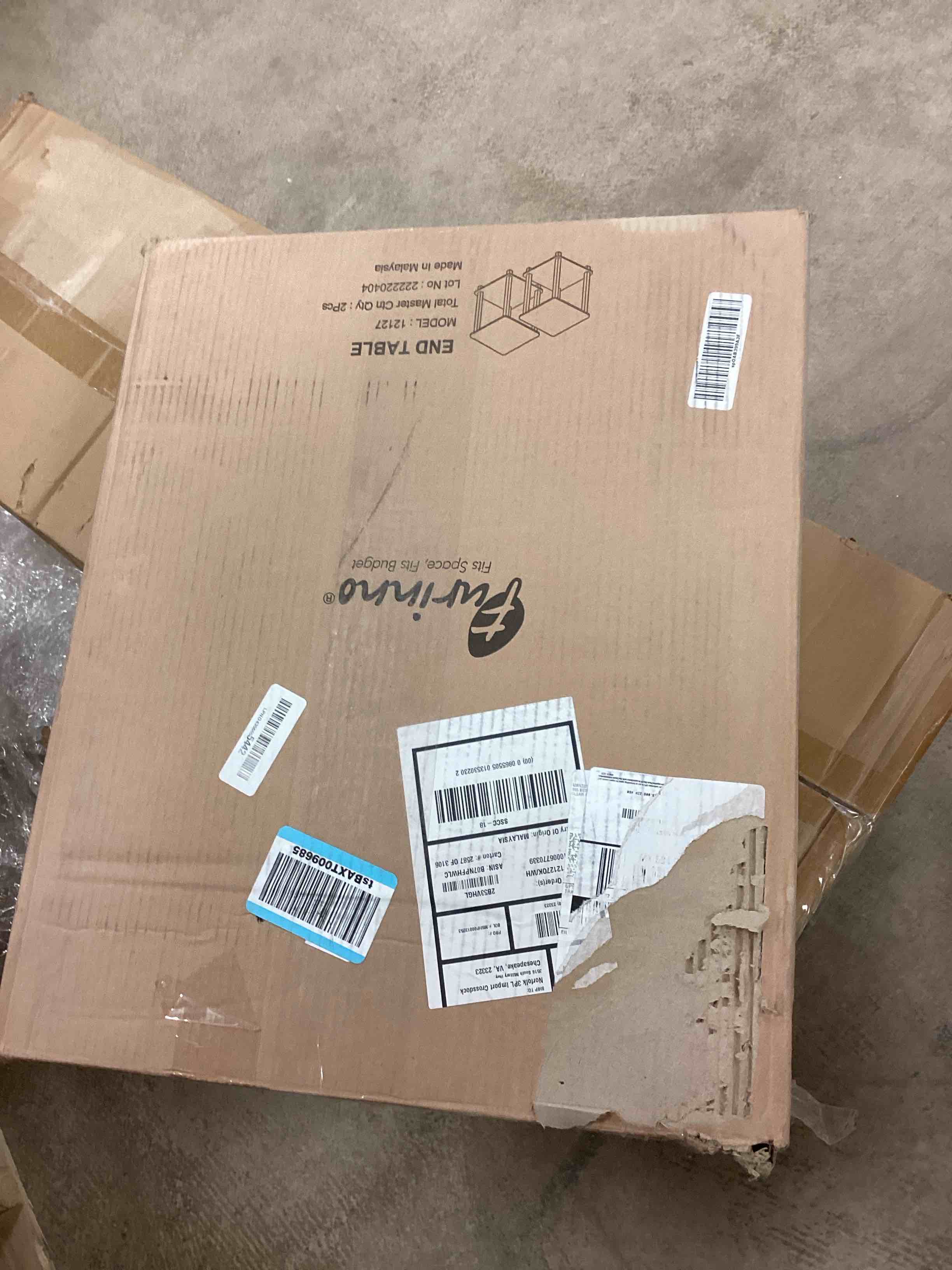 Condition photo showing New/Like New for Furinno SIMPLISTIC Side Table Set of 2, 2-Tier Square Modern End Table, Nightstand, Night Stand, Bedside Table, Toolless Assembly, for Living Room, Bedroom, Sonoma Oak Sonoma Oak/White 2-Pack, Plastic Pole