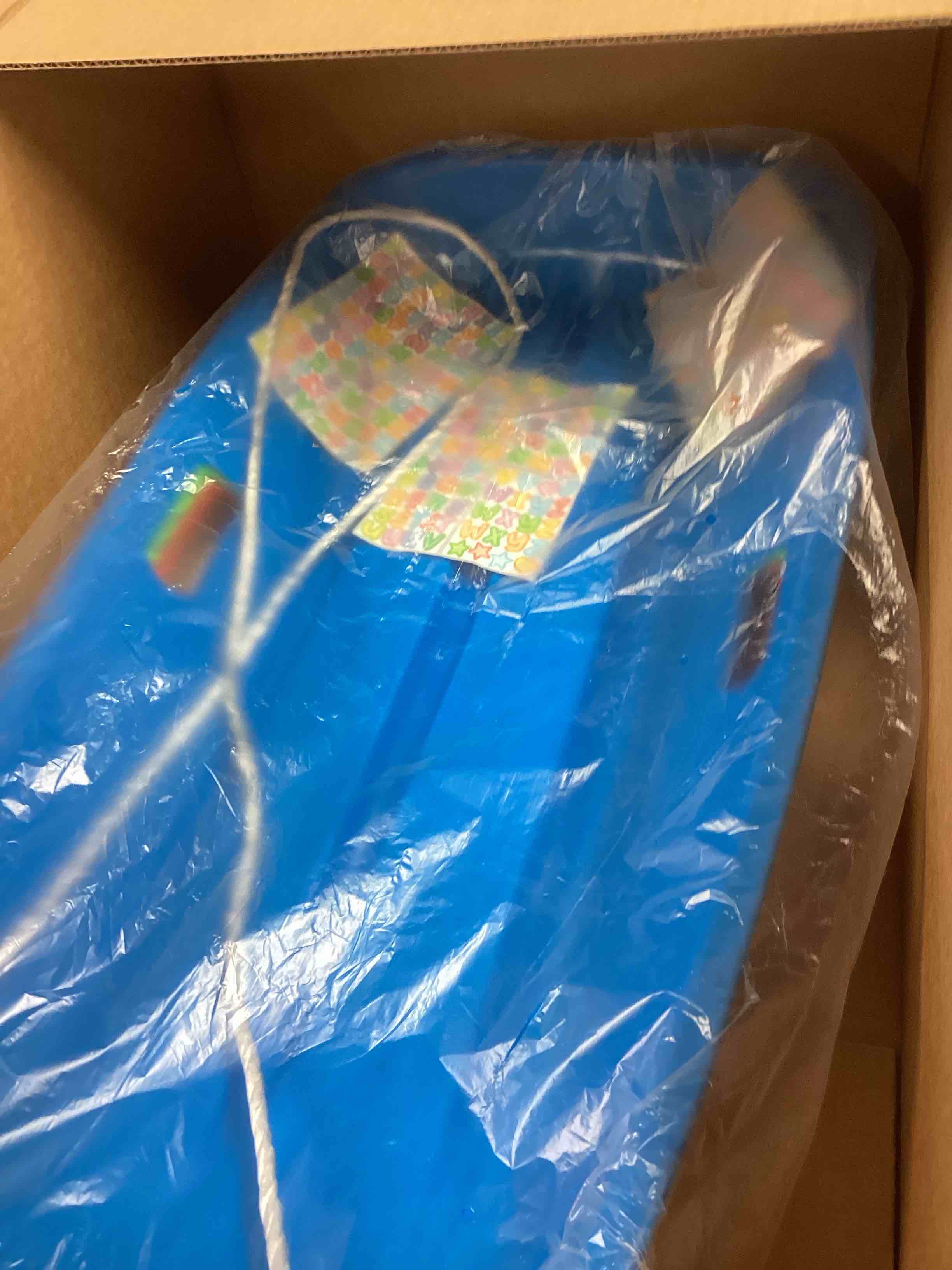 Condition photo showing New/Like New for Snow Sled for Kids, 35 Inch Durable Plastic Sled with Stickers, Pull Rope and Handles, Cold-Resistant Toboggan Sled for Kids Winter Play