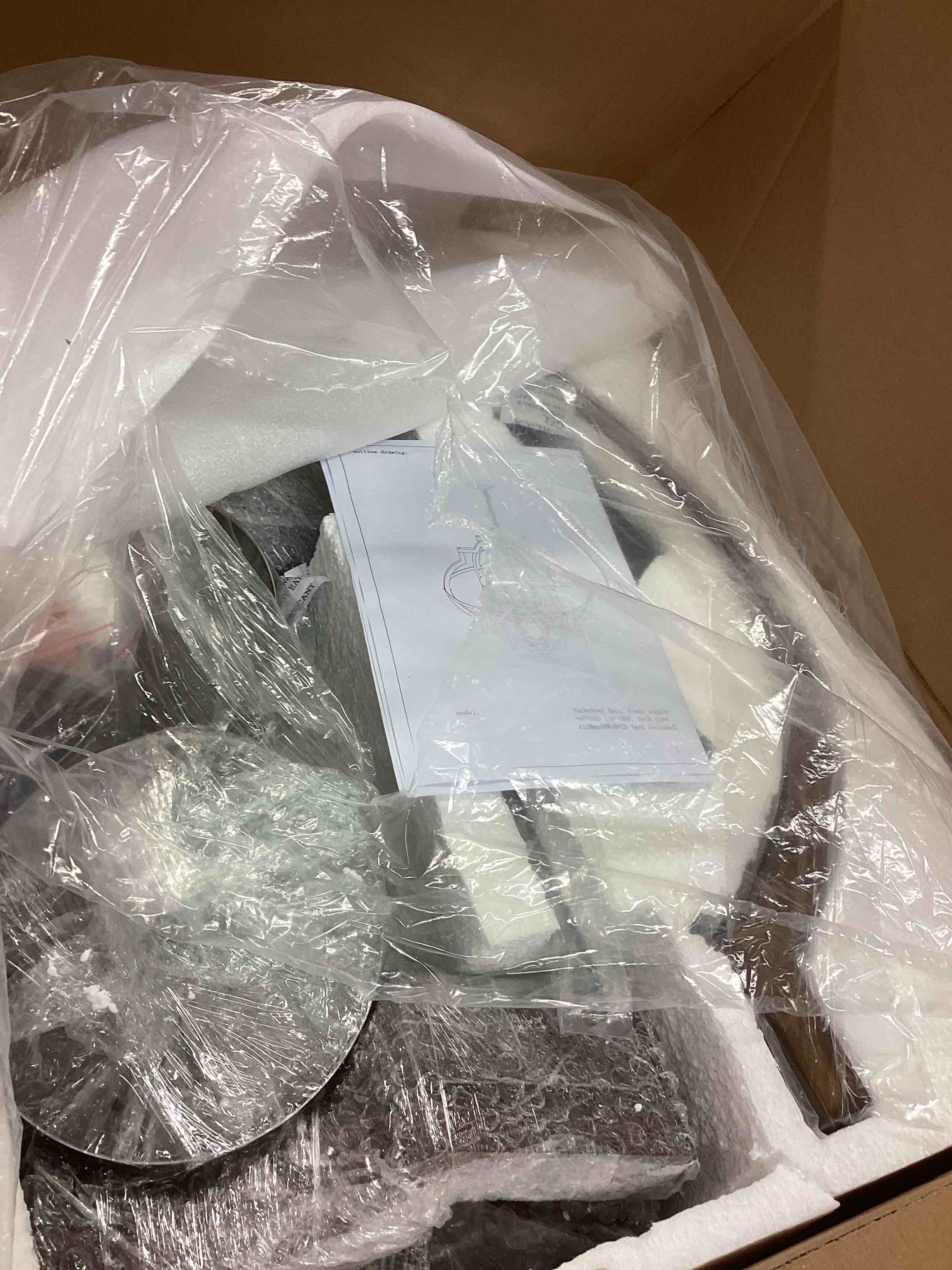 Condition photo showing New/Like New for 31.5'' 8-Light Farmhouse Chandelier for Dining Room Vintage Rustic Oak Brown Wood Pendant Light Fixtures Globe Hanging Ceiling Lighting for Hallway Entry Ord Red Brown 31.5'' 8-Light