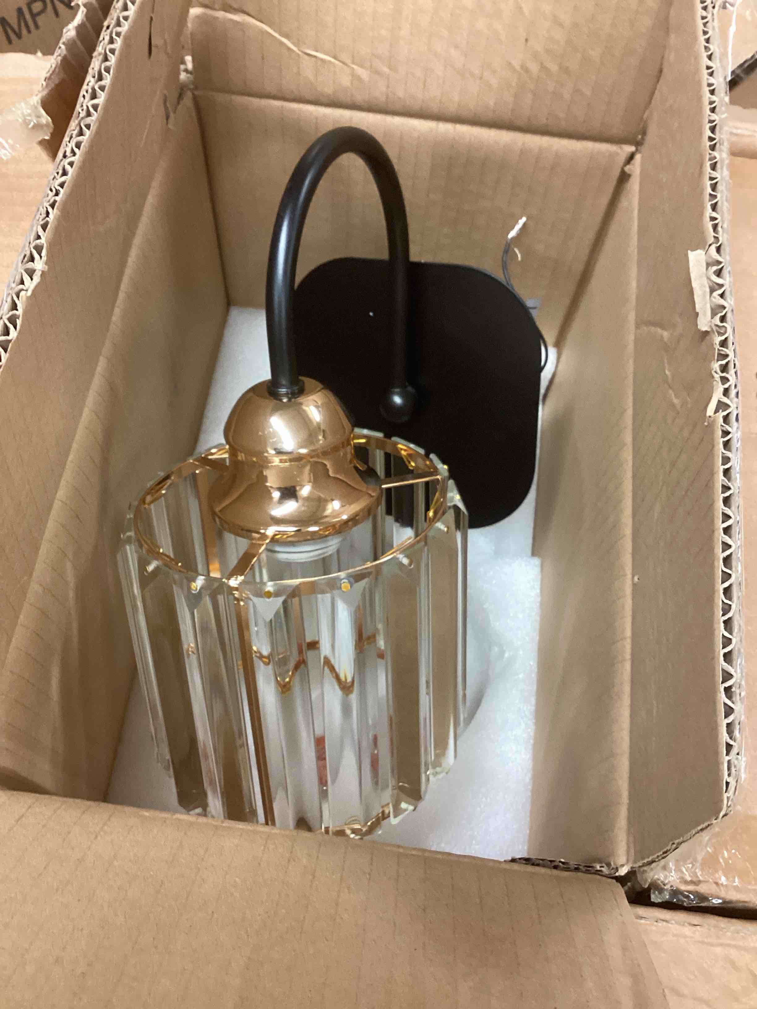 Condition photo showing As Is for  Crystal Wall Sconces, Light Fixtures Modern Sconces Wall Lighting Single Indoor Wall Sconce for Living Room Bathroom Hallway Stairway Bedroom 2-pack