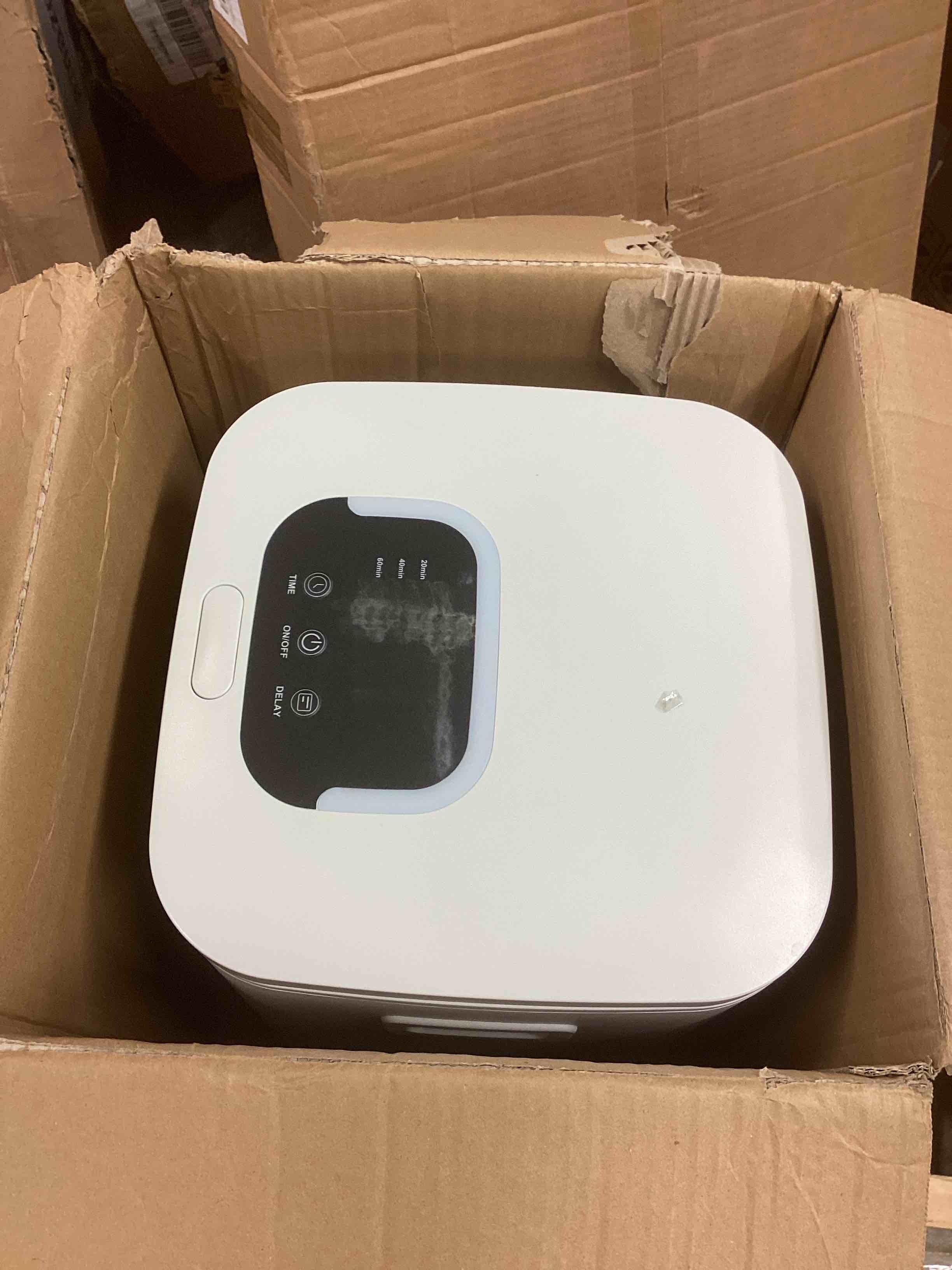 Condition photo showing As Is for VEVOR Towel Warmers for Bathroom, Towel Warmer Bucket with Child Lock & High-Temp Light & 24H Delay Timer & Auto Shut Off Fits up to 4 Oversized Towels, Blankets, Clothes, Bathrobes and More, White LED Display - Child Lock White Lip