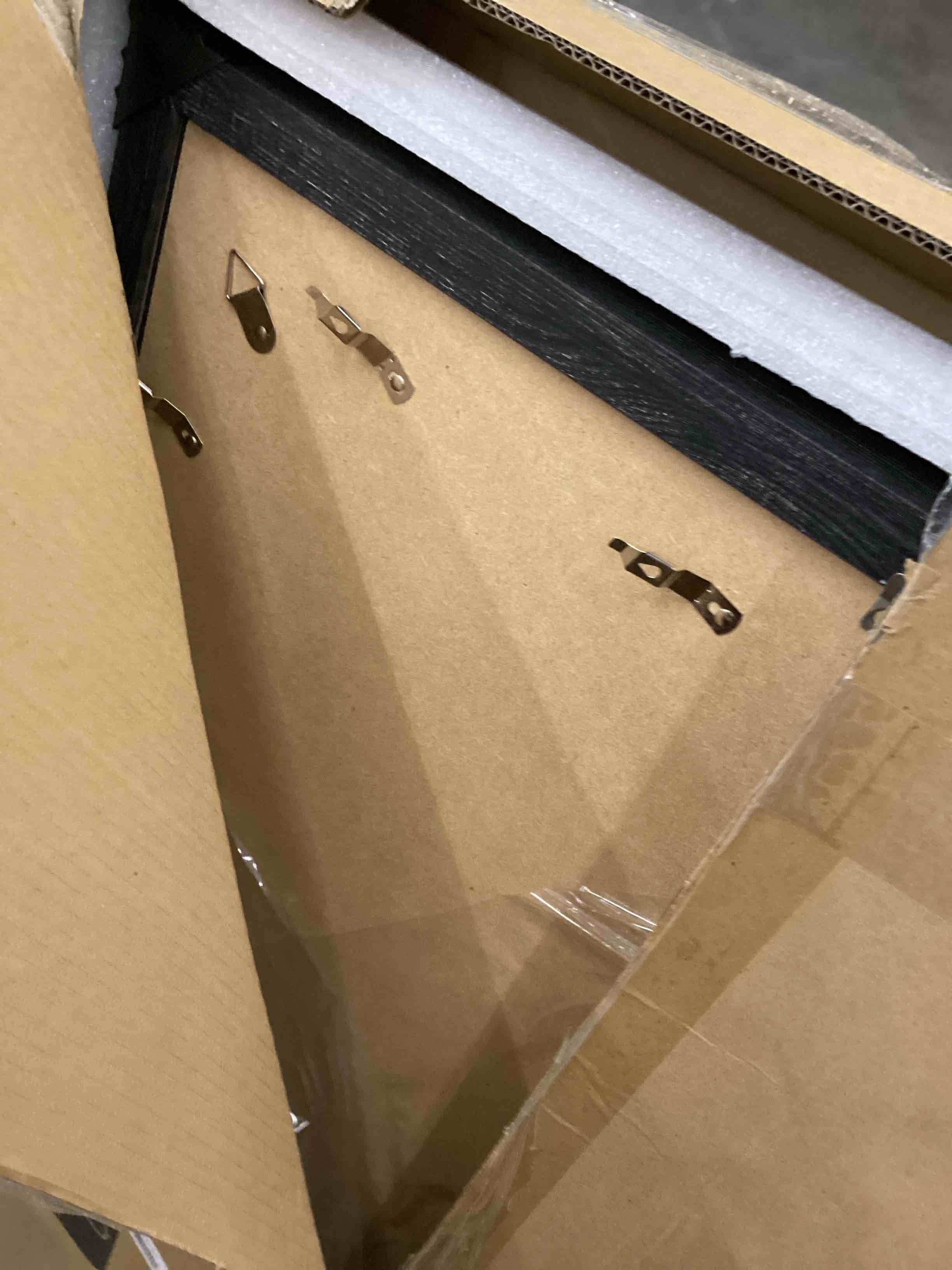 Condition photo showing Good Condition for 24x36 Poster Frame Set of 2, Rustic Black Wood Style - Display 24 x 36 Poster without Mat or 20x30 Picture with Mat, Wall Mounting Horizontal and Vertical Rustic Black 24x36 in