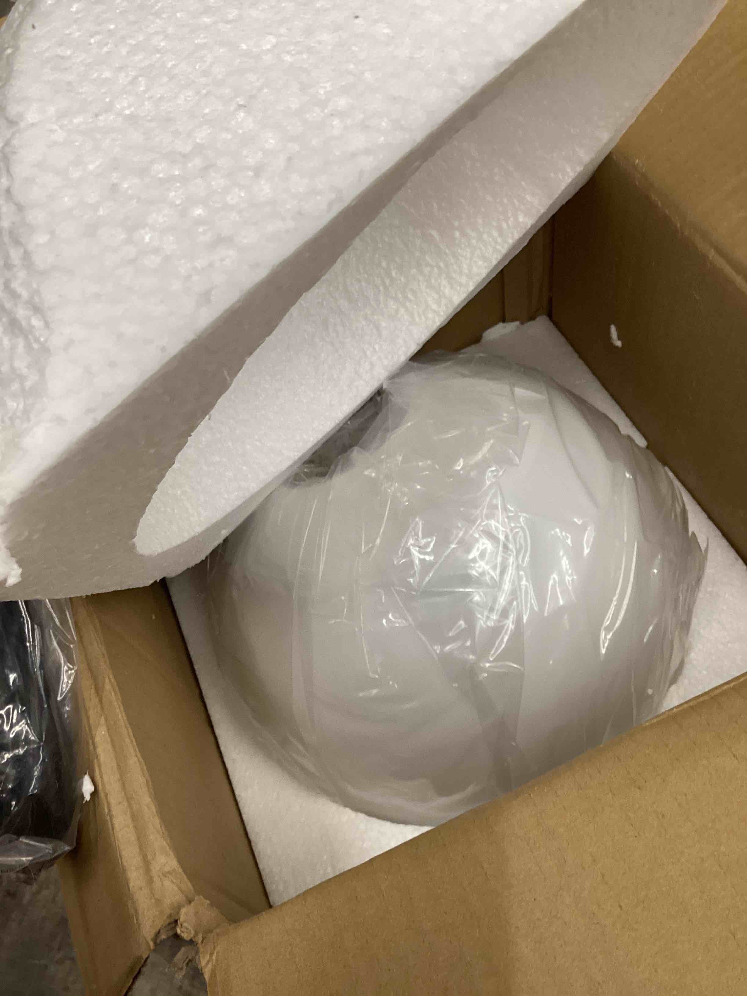 Condition photo showing New/Like New for Globe Pendant Light 10 Inch with Plug in Cord Modern Gold Pendant Lighting Milk Glass Dimmable Hanging Light Mid Century Brass Ceiling Light Fixtures for Kitchen Island Bedroom Living Room Gold?White