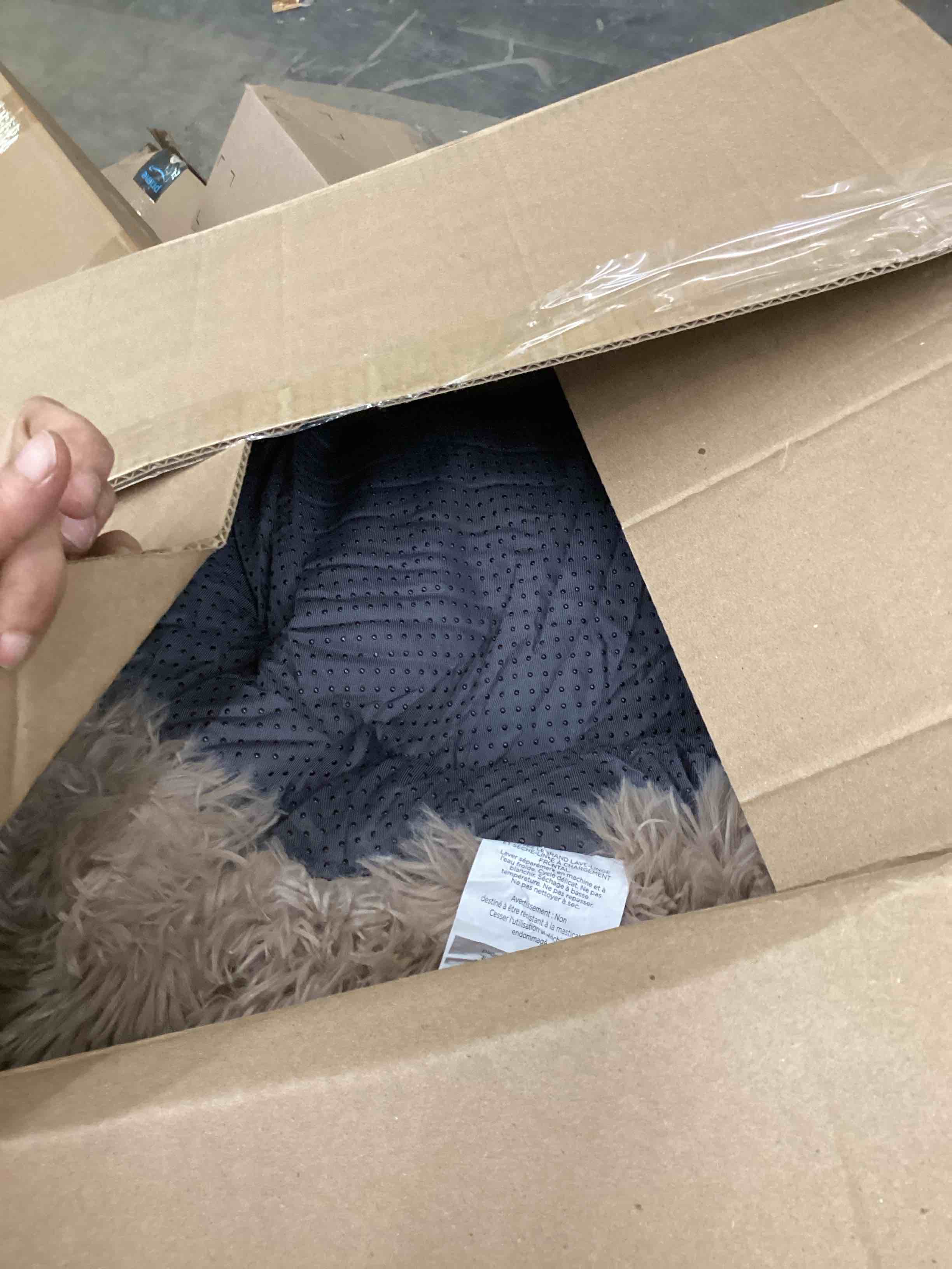 Condition photo showing As Is for Bedsure Calming Dog Bed for Small Dogs - Donut Washable Small Puppy Bed, 23 inches Anti-Slip Round Fluffy Plush Faux Fur Large Cat Bed, Fits up to 25 lbs Pets, Camel 23"L x 23"W x 8"Th Camel