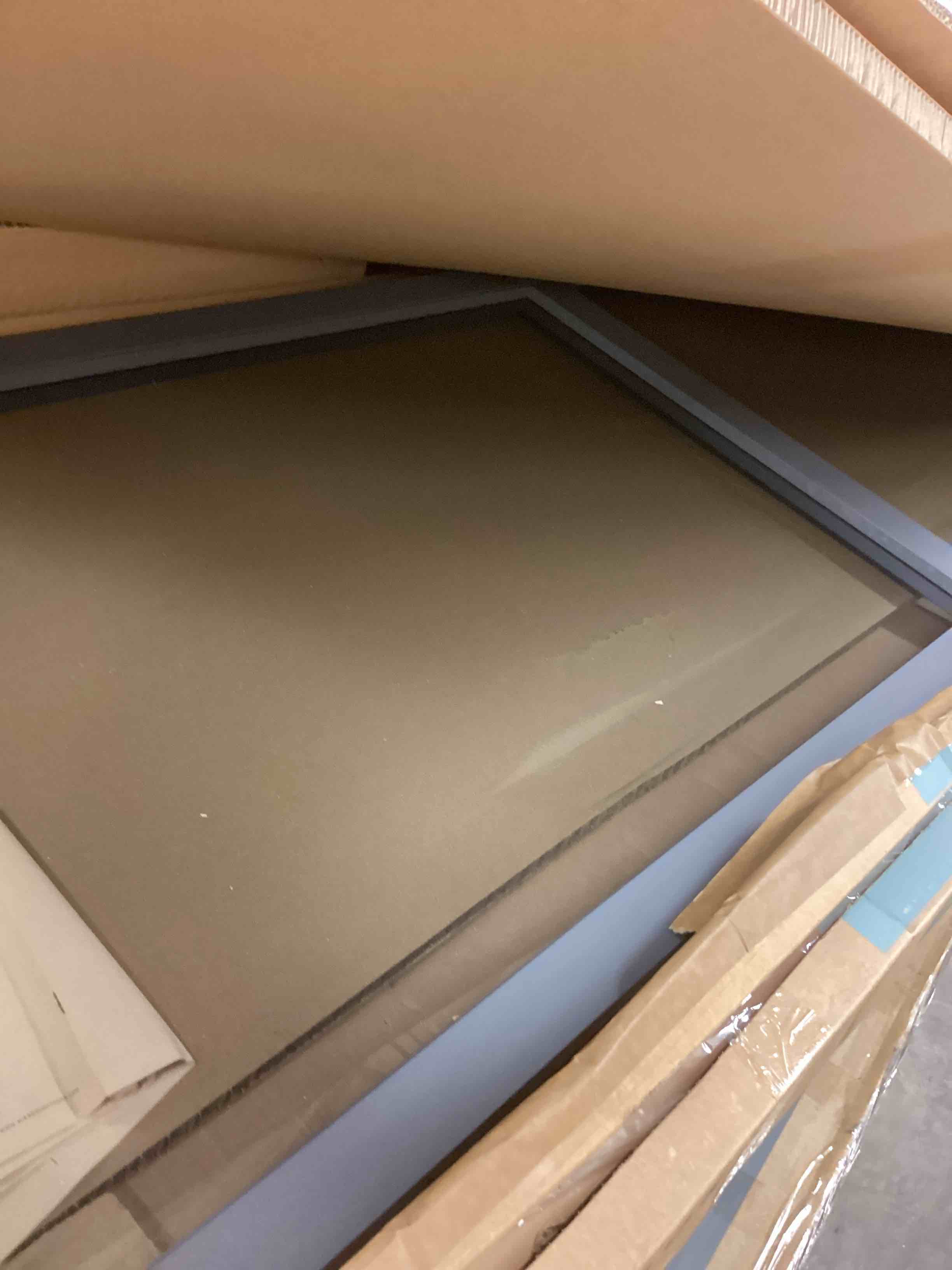 Condition photo showing Good Condition for mirador sliding doors 10’ charcoal (incomplete 2 panels only) 2-boxes