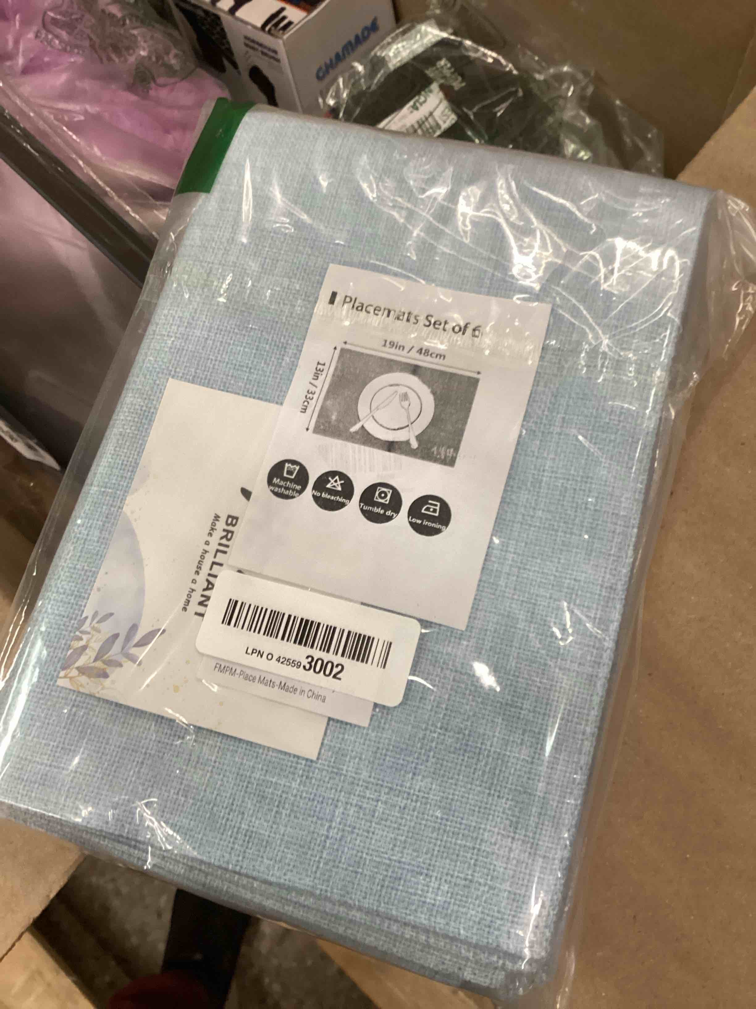 Condition photo showing New/Like New for Home Brilliant Placemats Table Mat Set of 6 Heat Resistant Dining Place Mats for Kitchen Restaurant Wedding Holiday Celebration, Blue Placemats 13" x 19", Set of 6 Sky Blue