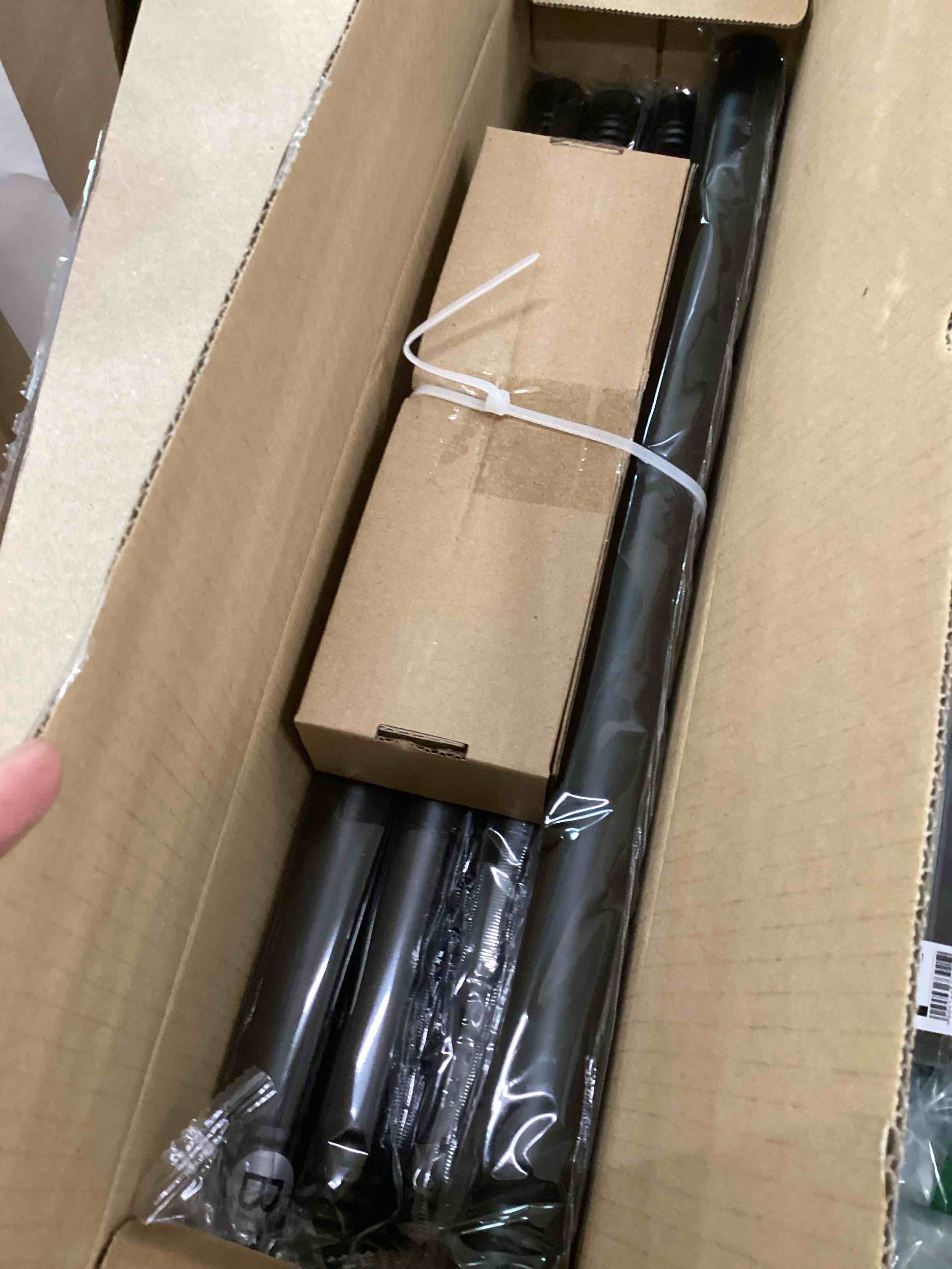 Condition photo showing New/Like New for Curtain Rods for Windows 48 to 84 Inch, Black 1 Inch Decorative Window Treatment Rods, Adjustable Heavy Duty Modern Drapery Rod, Telescopic Splicing Metal Curtain Pole, Easy Installation Black 36''-88'' (1 Pack)