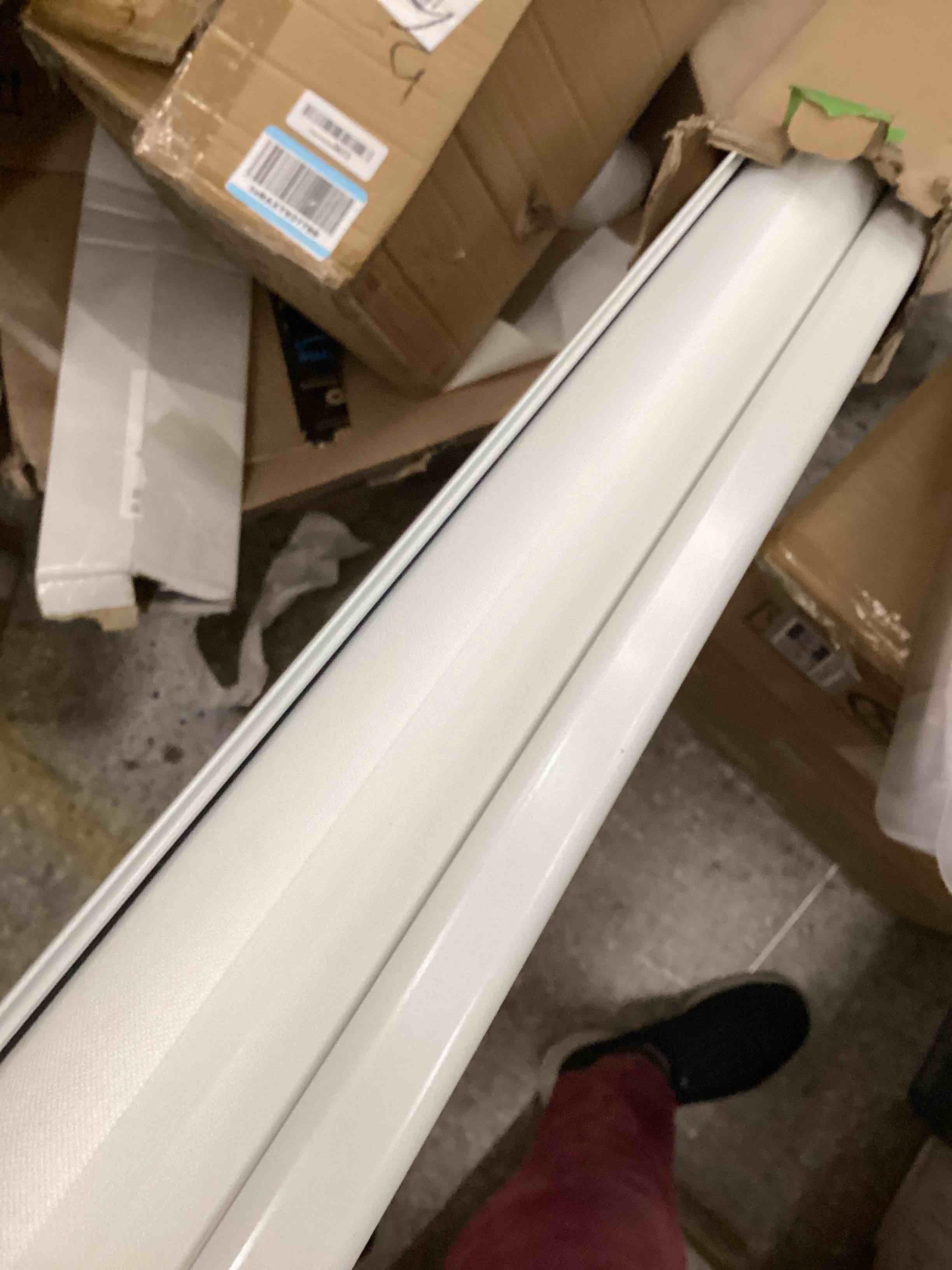 Condition photo showing Good Condition for ChrisDowa Cordless Zebra Blinds for Windows, Dual Layer Free-Stop Light Filtering Window Roller Shades, Pull Down Privacy Zebra Shades for Home, Office, Bedroom, Door (60" W x 72" H, White) 60"W x 72"H White
