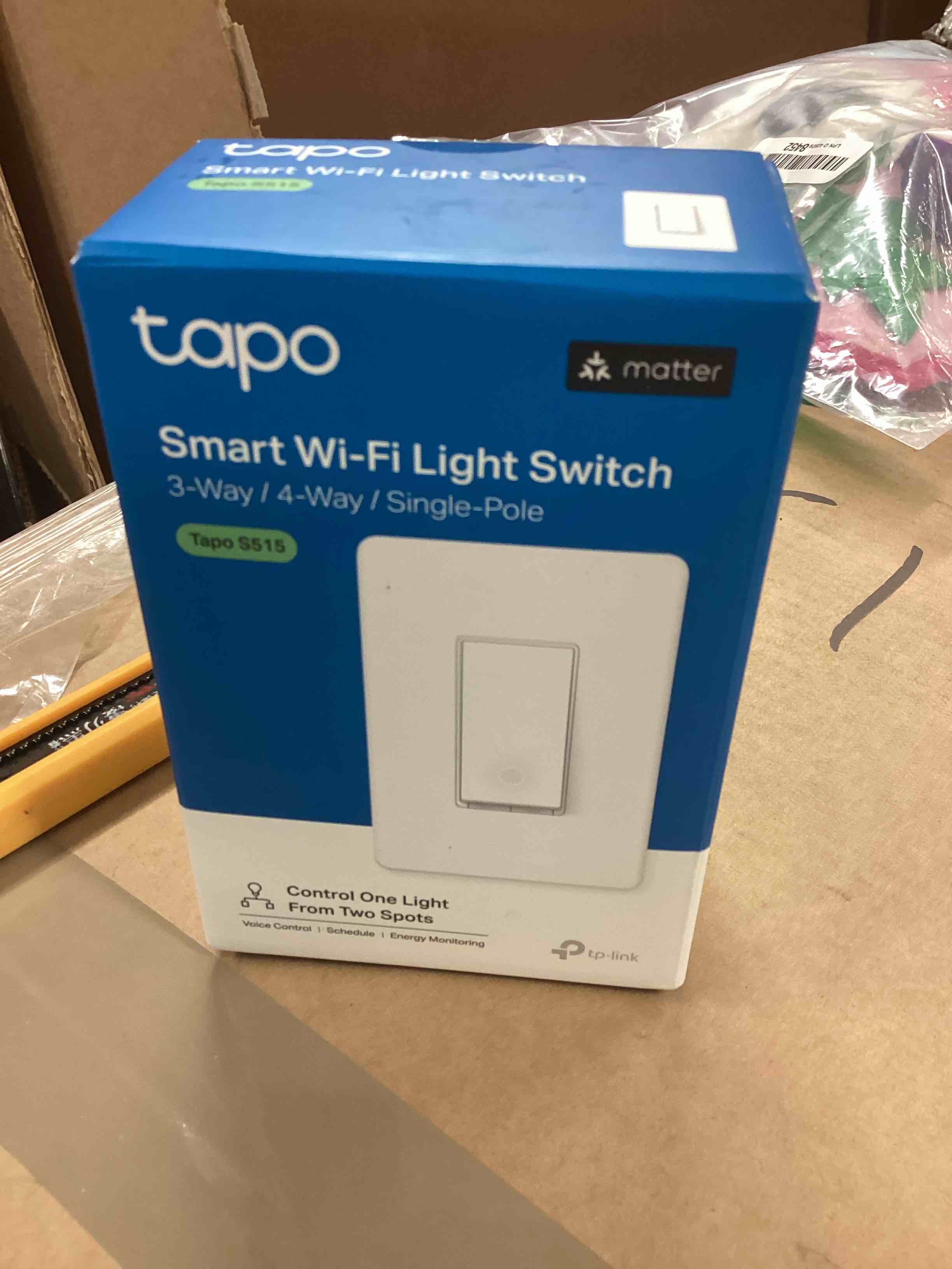 Condition photo showing Brand New for TP-Link Tapo Smart Switch, Single-Pole/3-Way/4-Way, Matter Compatible, Energy Monitoring, Neutral Wire Required, Works with Alexa, Siri, Google Home, SmartThings, UL Certified, 2.4GHZ Wi-Fi, Tapo S515