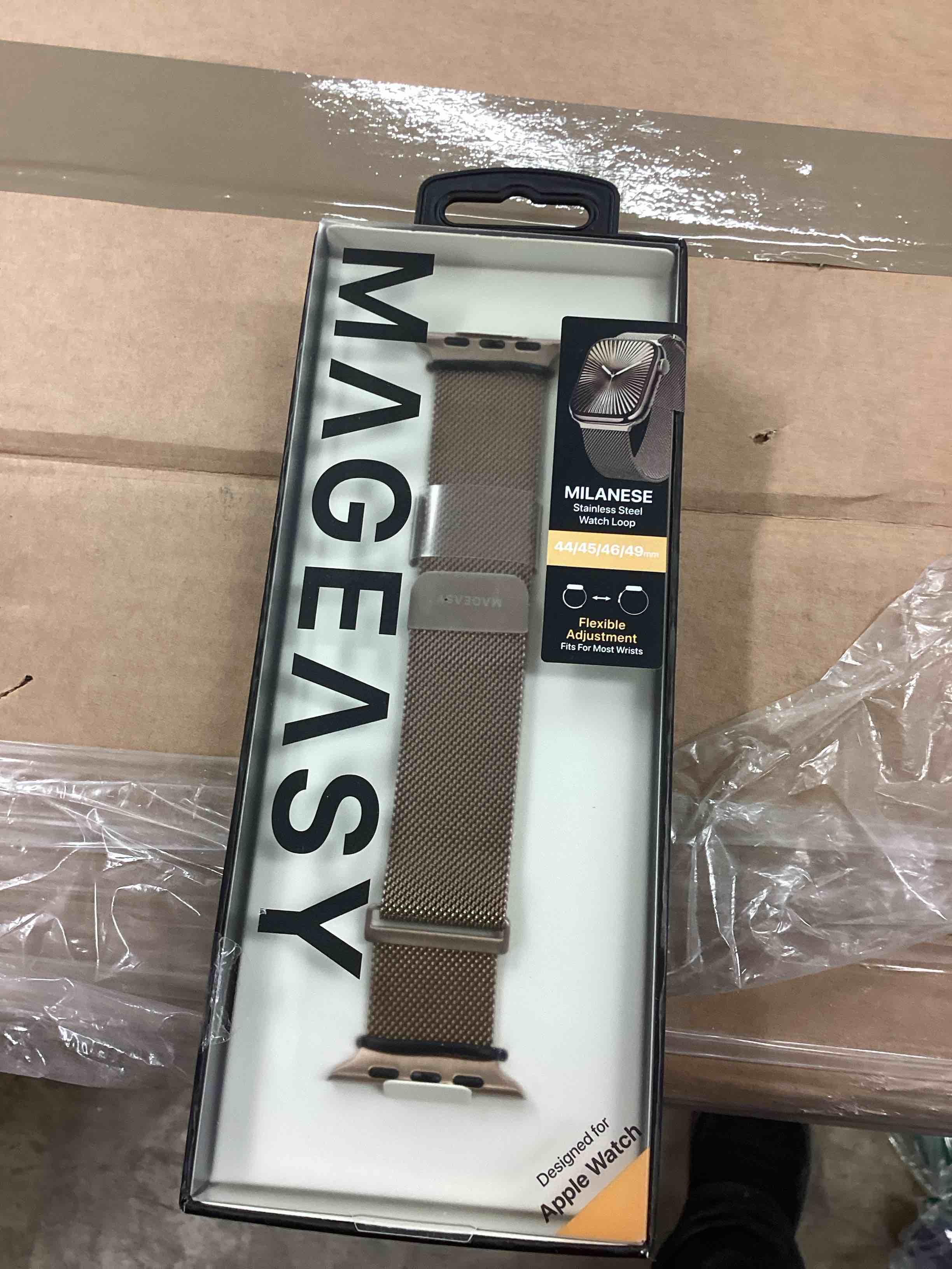 Condition photo showing Brand New for MAGEASY Milanese Band for Apple Watch Series 11, Ultra 3, SE3 - Magnetic iWatch Bands for Women, Strong Magnets | for 44mm 45mm 46mm 49mm Apple Watch 1-7/8/9/10/11/SE2/SE3/Ultra2/Ultra3 for 44/45/46/49mm Apple Watch Gold