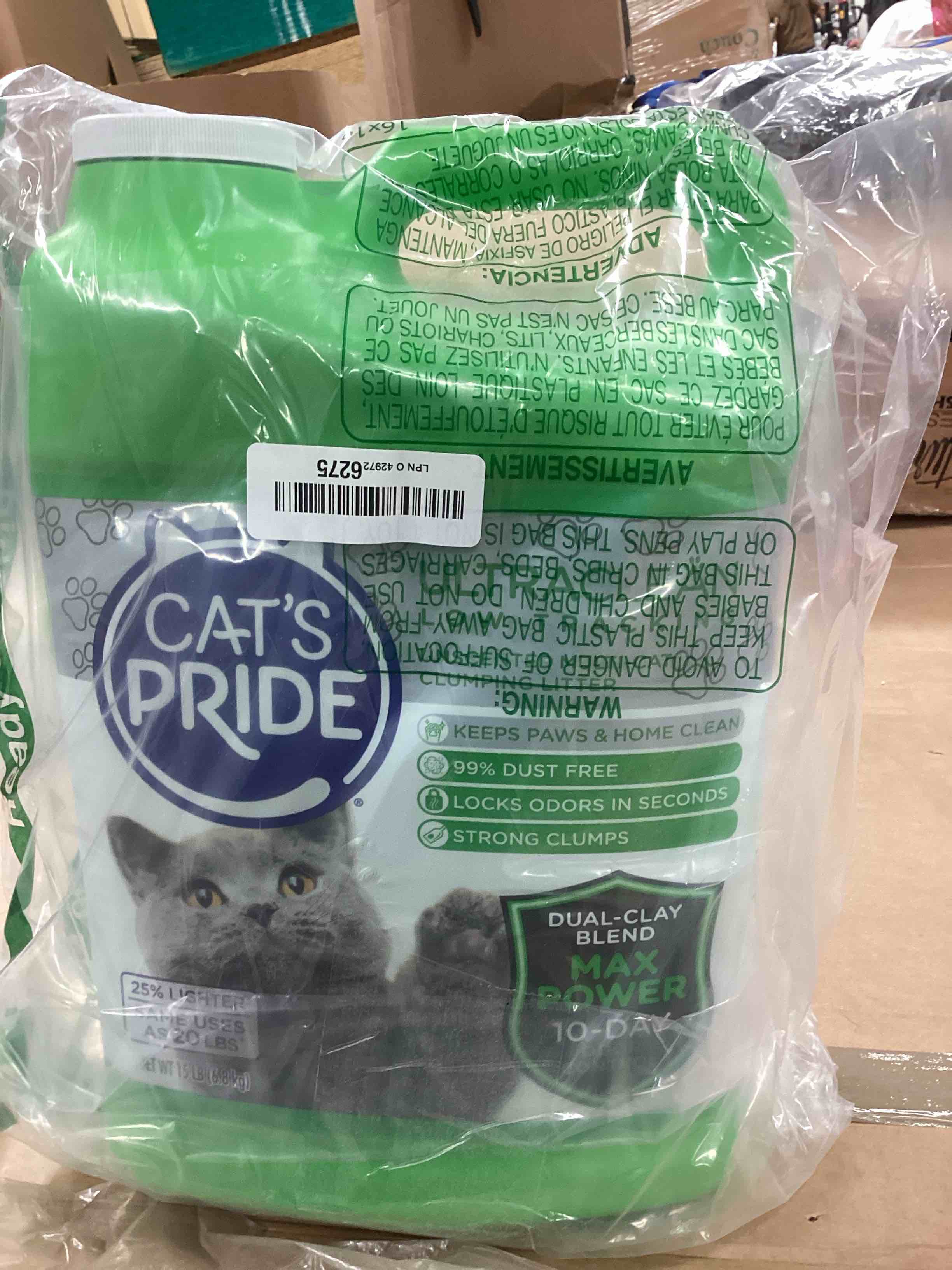 Condition photo showing Brand New for Cat's Pride Max Power: UltraClean Low Tracking Multi-Cat Clumping Litter - Keeps Paws & Home Clean - Up to 10 Days of Powerful Odor Control - 99% Dust Free - Unscented, 15 Pounds 15 Pound (Pack of 1) Unscented Low Tracking