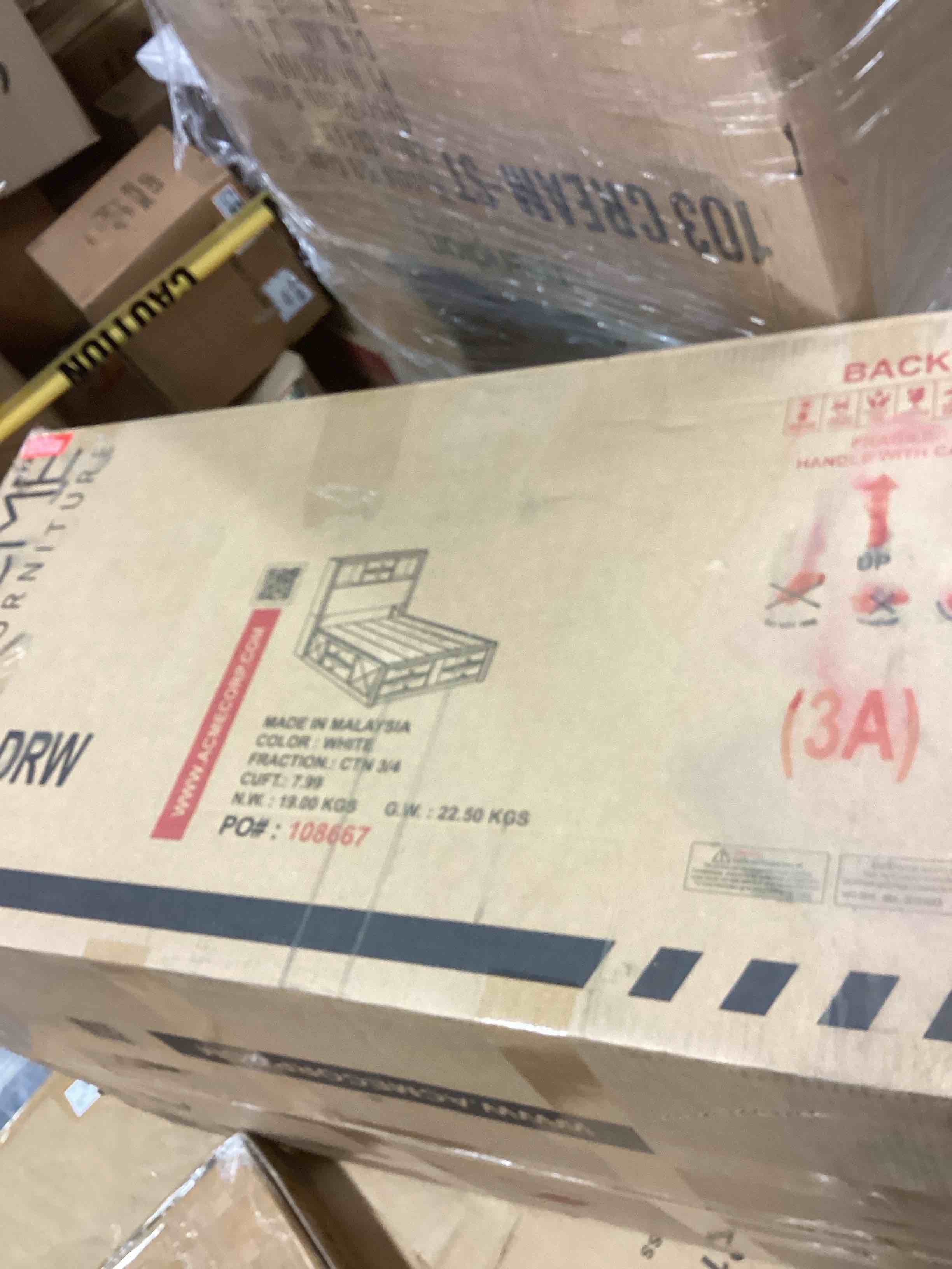 Condition photo showing New/Like New for Acme Ireland Queen Storage Bed in White ( incomplete 1 box of 4) (left drawers)