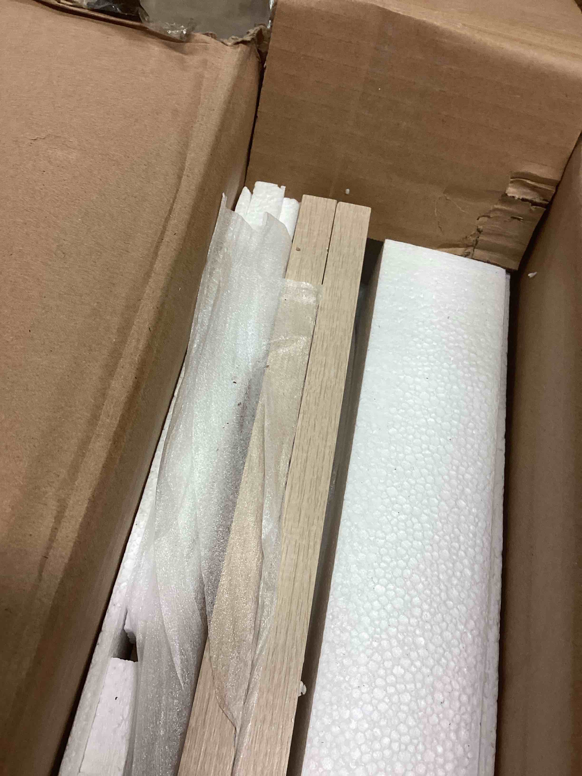 Condition photo showing New/Like New for WAMPAT 3 Tier Bookshelf with 3 Drawers, 72" Tall Bookcase Large Farmhouse Display Book Case Shelf with 3-Tier Open Book Shelfs?Library Wood Bookshelves for Living Room,Kitchen, Light Oak ( incomplete one box of two only)