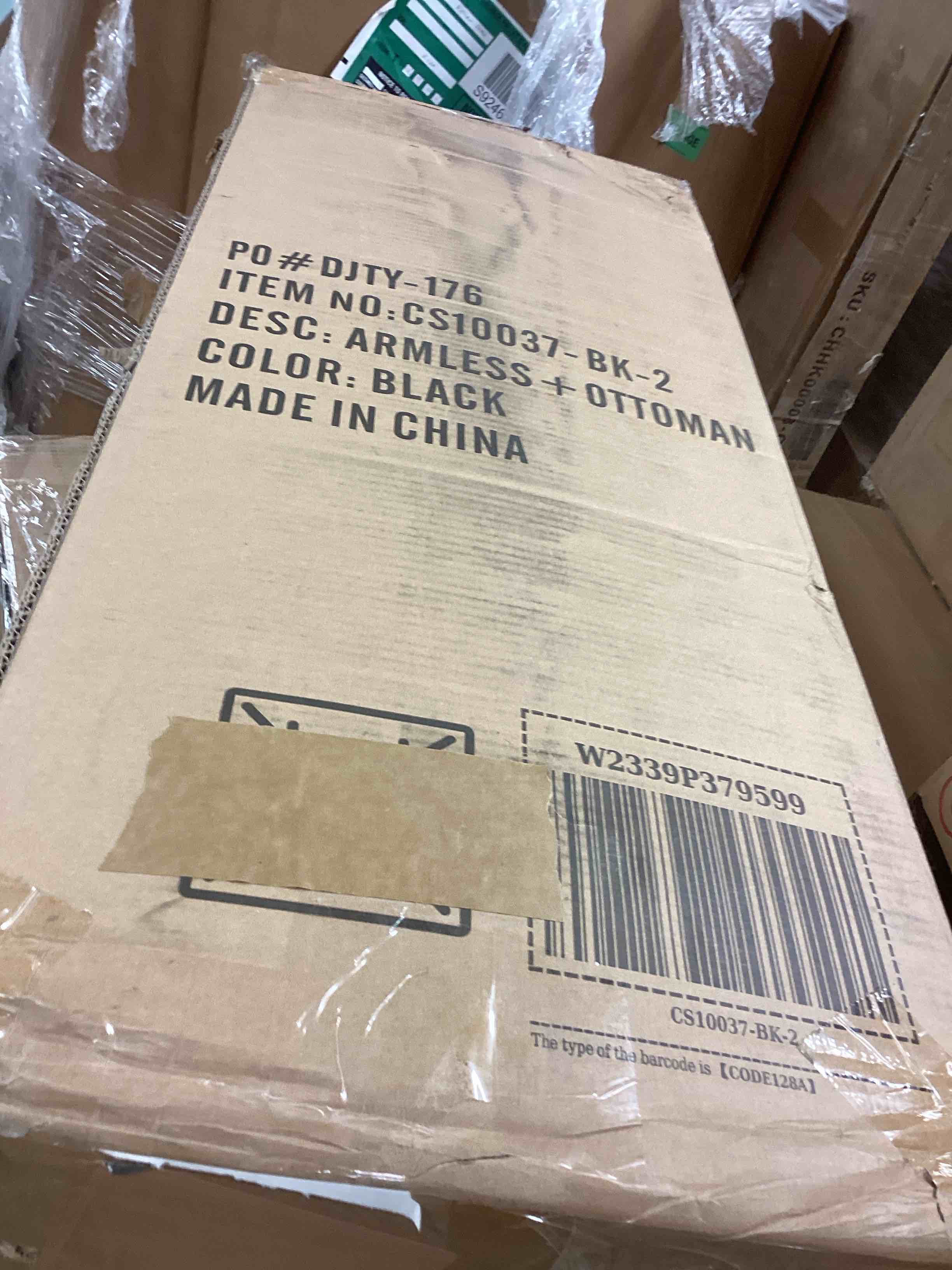 Condition photo showing Good Condition for convertible u-shaped sectional couch with ottoman, black W2339P379599 incomplete one box only)