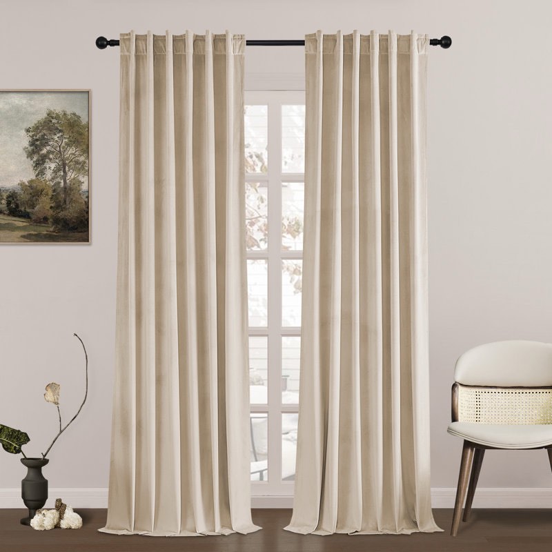 ike solid 70%-85% blackout rod pocket back curtain panels (set of 2) by mercer41 52”*96” 
