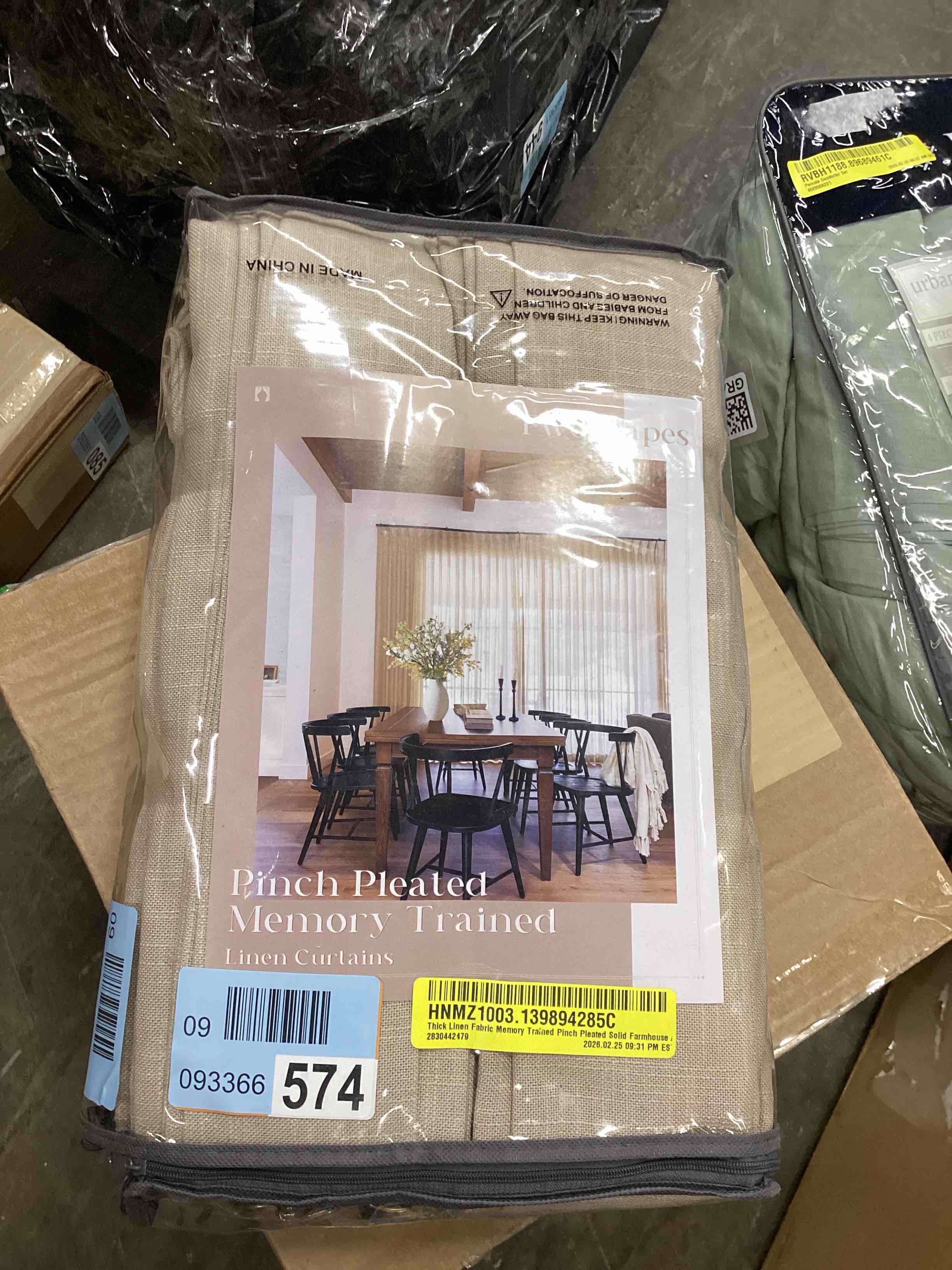 Condition photo showing New/Like New for Flax Linen Curtains Pinch Pleated 84 Inch Length 2 Panels for Living Room Bedroom Burlywood Birch Semi Sheer Rustic Farmhouse Back Tab Pinch Pleat Hooks Rings Window Curtain 84 Inches Long Taupe