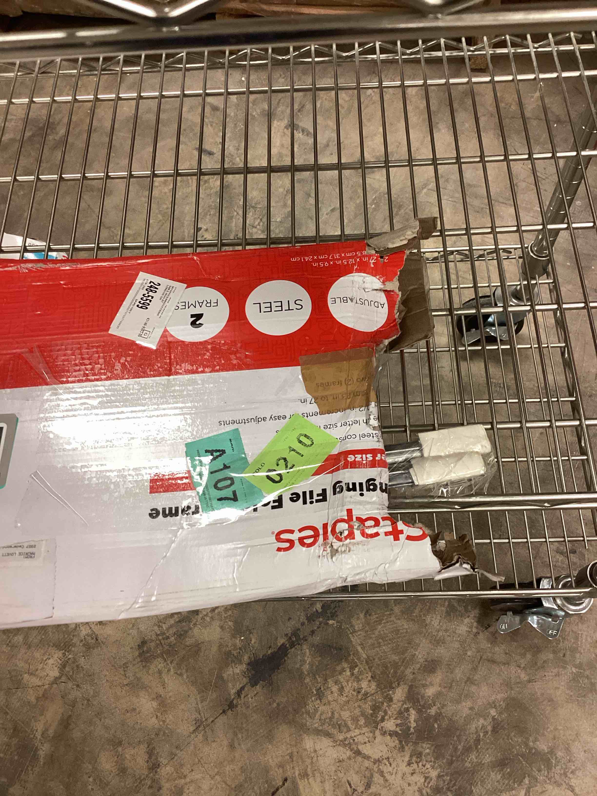 Condition photo showing As Is for hanging file folder frame 