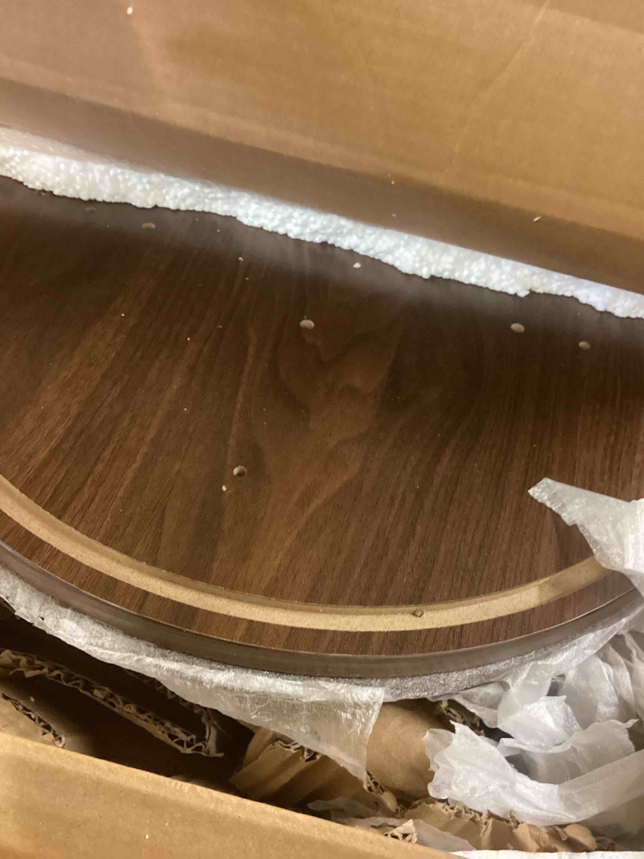 Condition photo showing As Is for Jalonda Modern Wood TV Stand with Storage and Shelves to Fit TVs