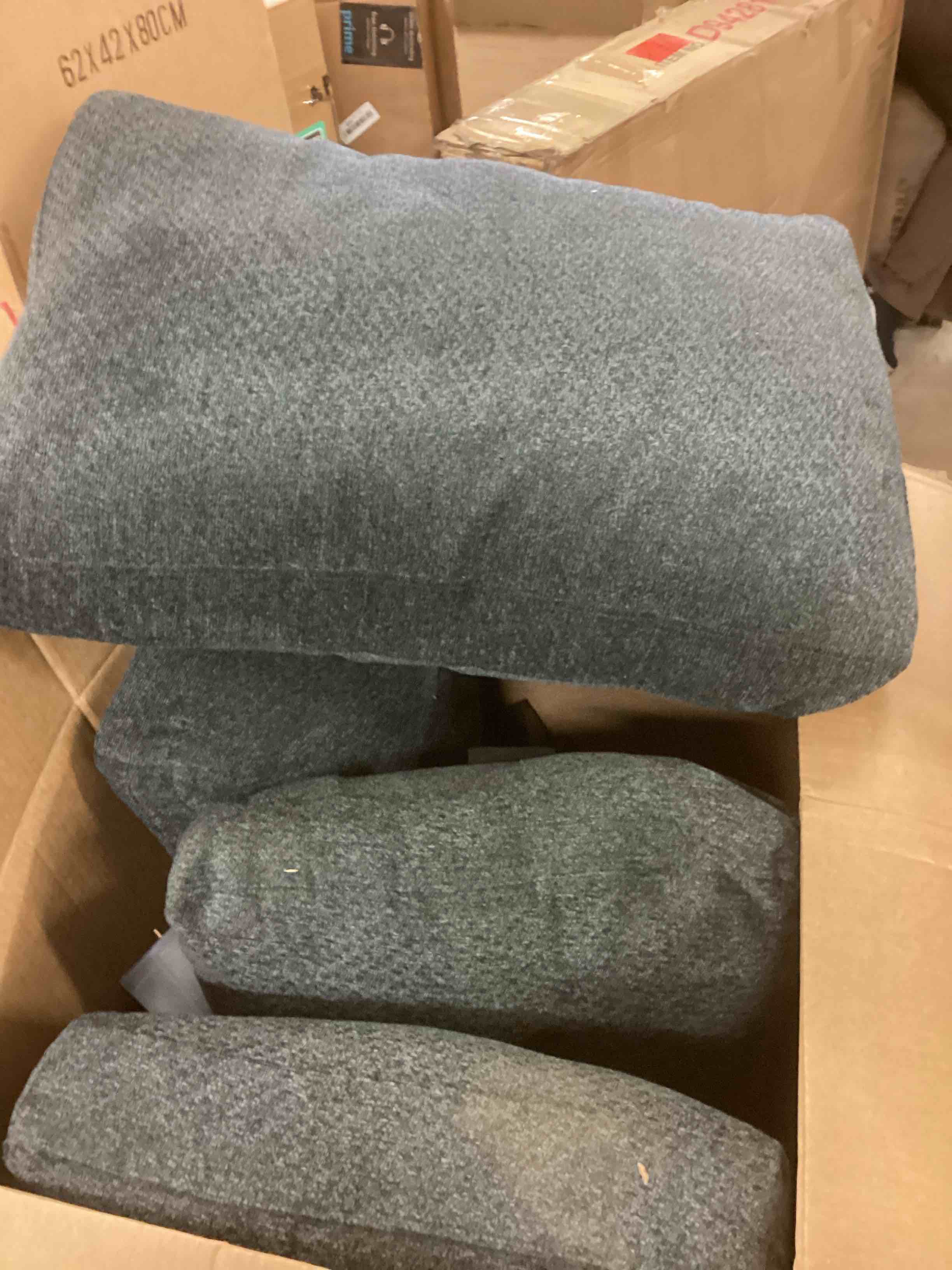 Condition photo showing As Is for 123.6" Sectional Sofa with U-Shaped Chaise- incomplete one box only 