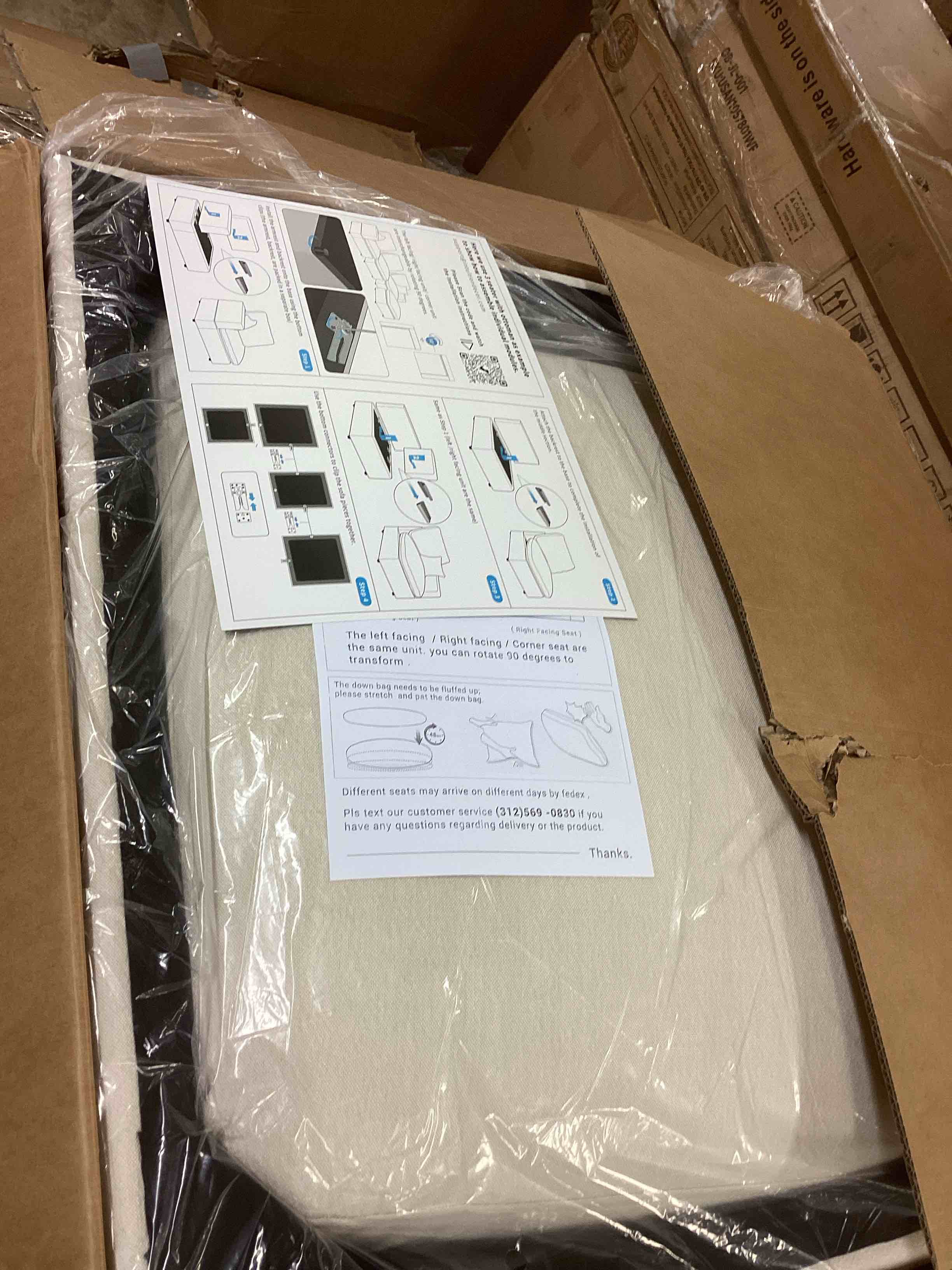 Condition photo showing Good Condition for upholstered sofa,cloud couch modular, incomplete one box only 