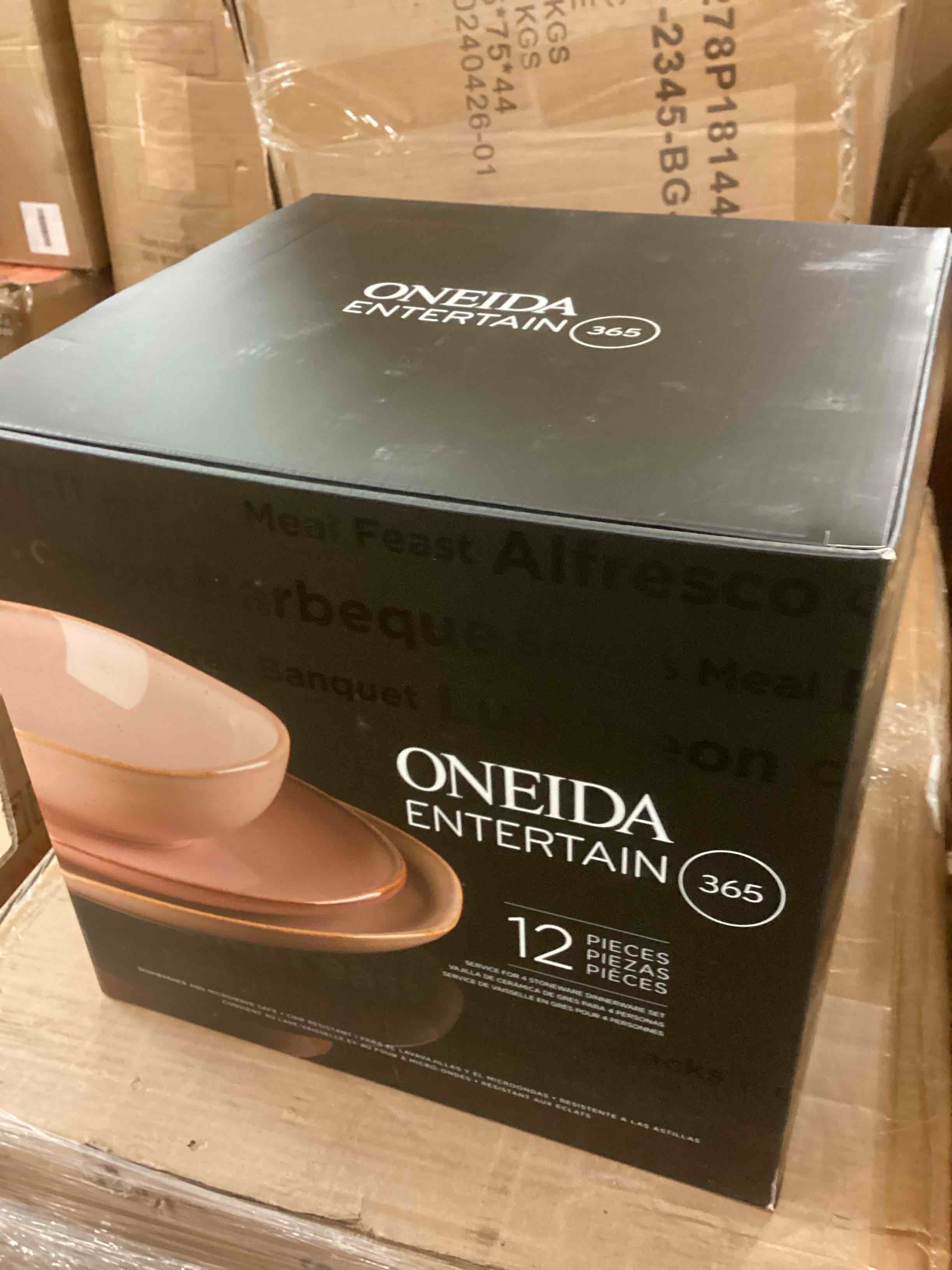 Condition photo showing New/Like New for Oneida 12pc Dinnerware Set Organic Shade Natural Clay