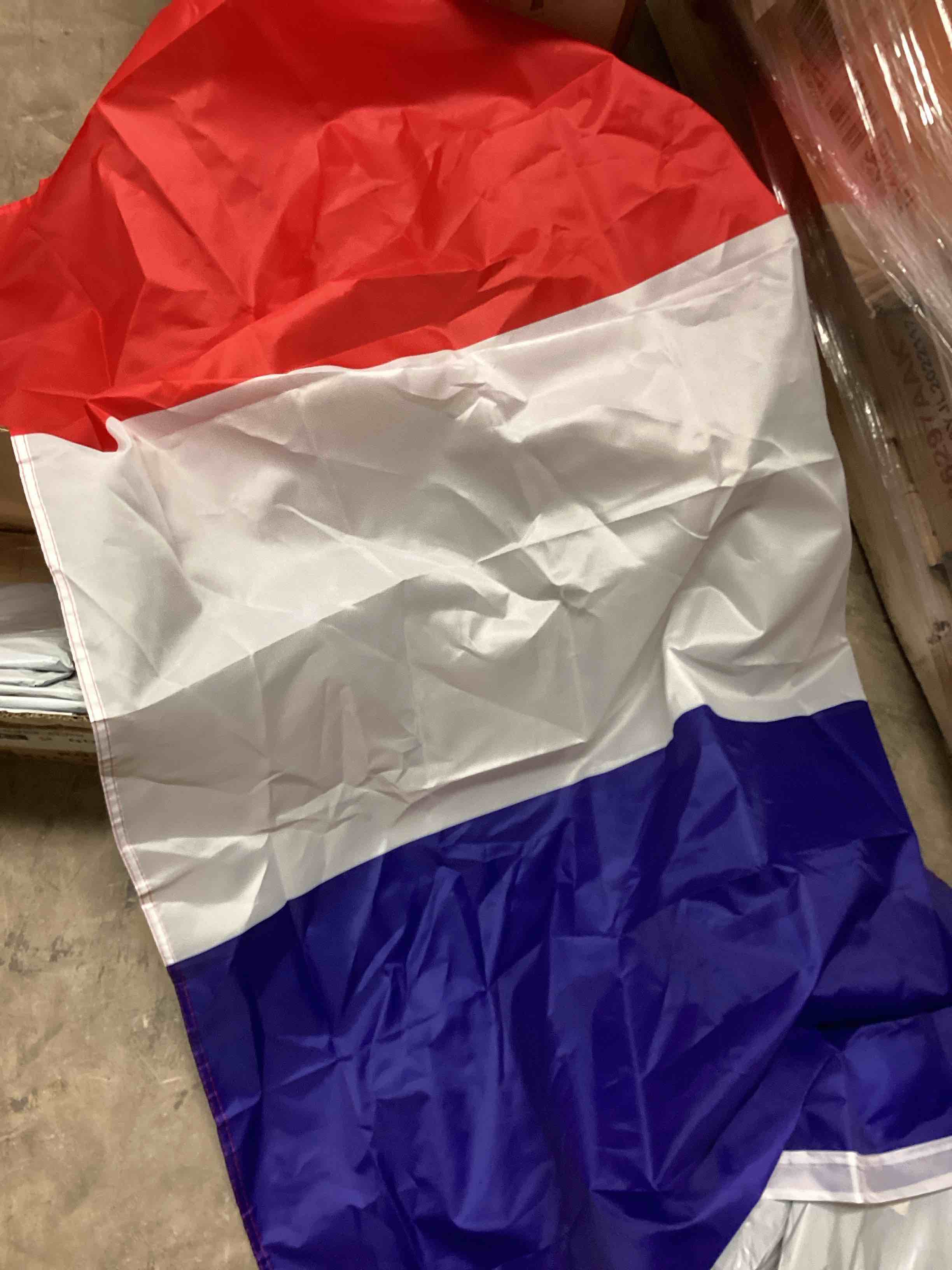 Condition photo showing New/Like New for France National Flag 3x5 FT Outdoor, Vibrant Color Polyester French Tricolor Flag with 2 Brass Grommets, Durable FR Flag for Parades, National Holidays, and Independence Day Celebrations