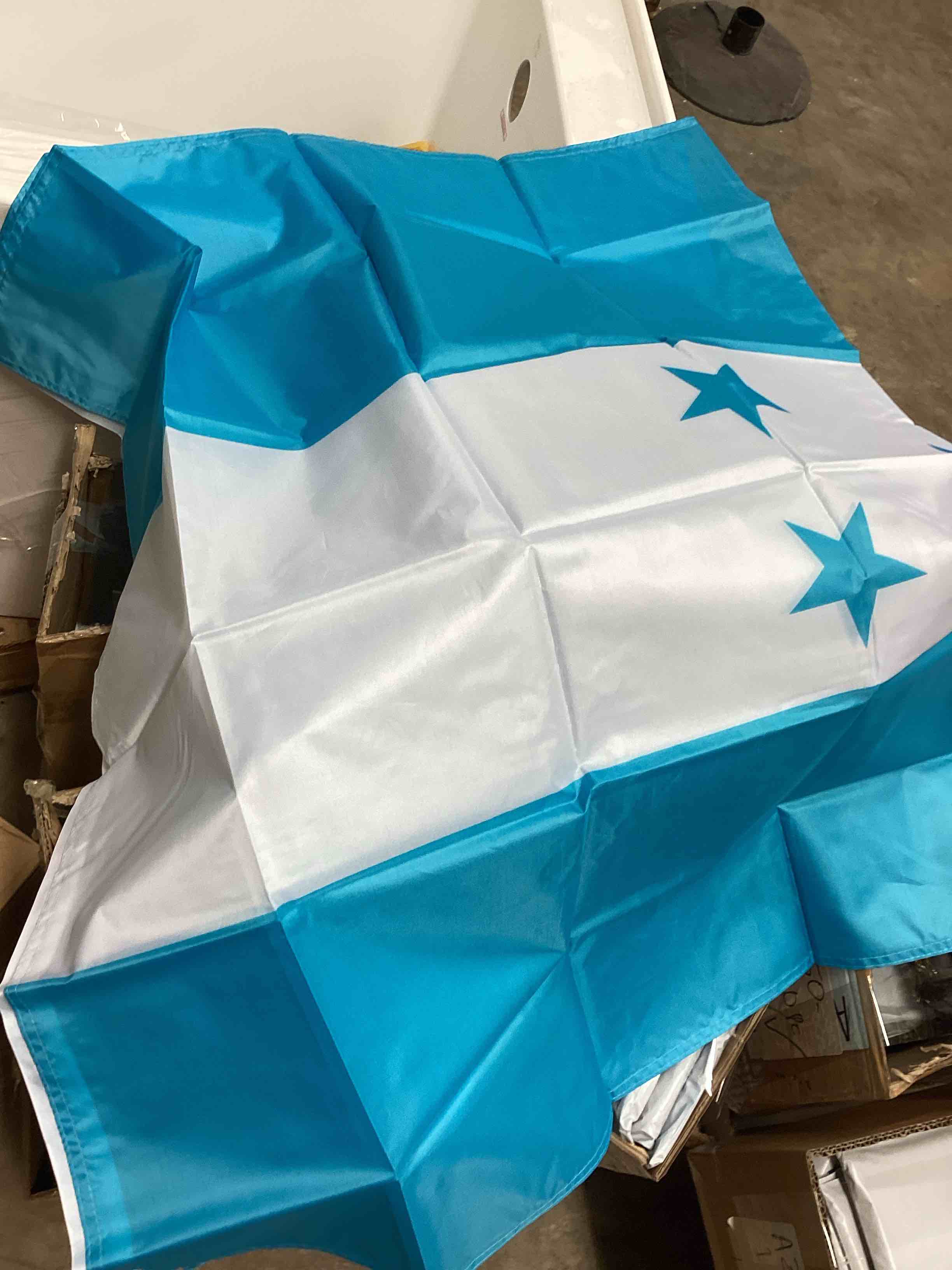 Condition photo showing New/Like New for (Case of 28 packs ) AhfuLife Honduras Flag 3x5 Ft, 3 Pcs Large Honduras Flags for Outside - Brass Eyelets for Olympic Party Decorations Bar Garden Street Decoration Indoor Outdoor