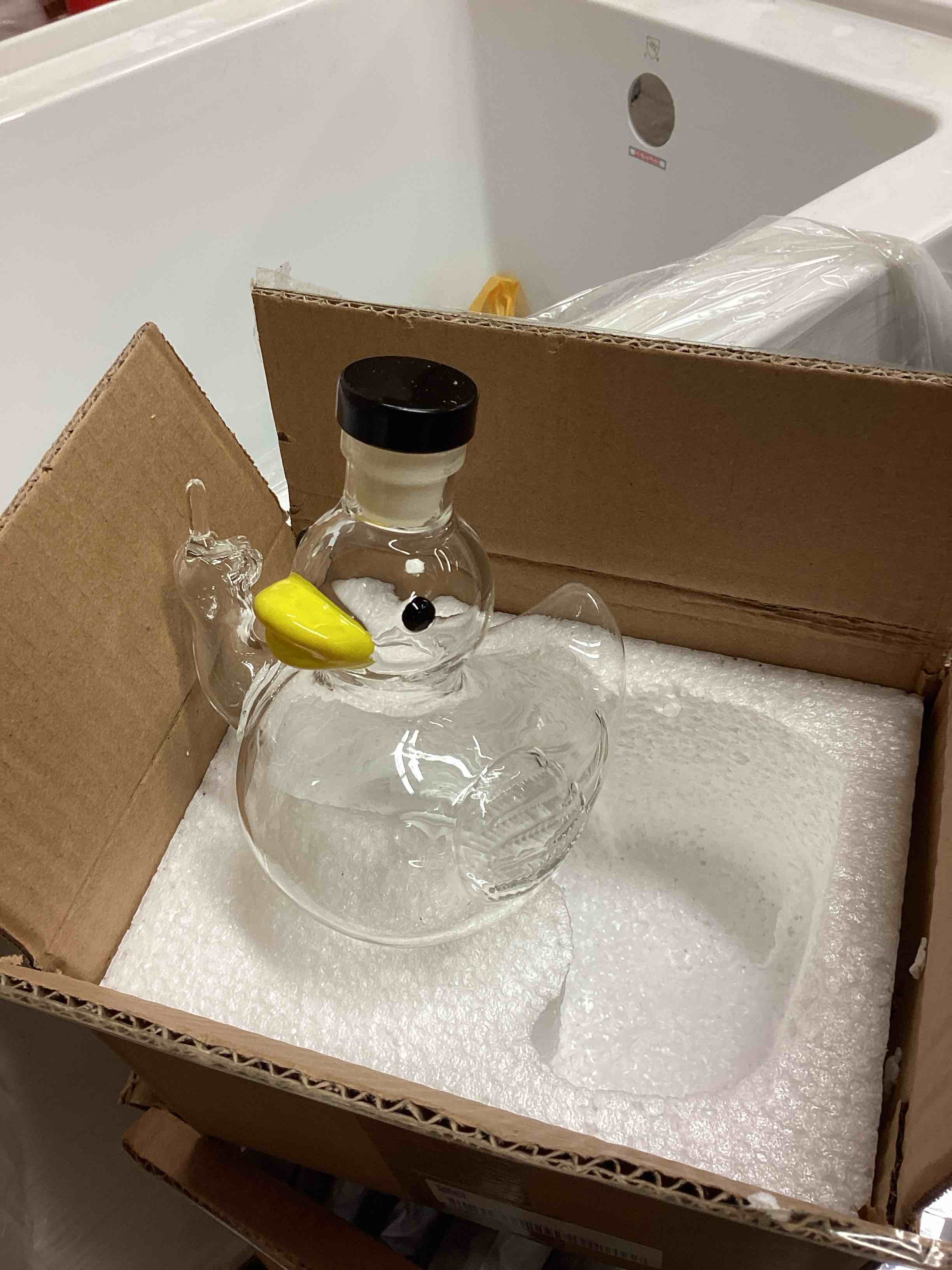 Condition photo showing New/Like New for Duck Shaped Whiskey Decanter, Uniquely Designed Whisky Decanter, 10.14 Ounce Mini Portable Spirits Bottle Essential for Outdoor Excursions and Festive Gatherings, Home Decor