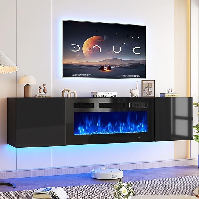 36" electric fireplace,  black 