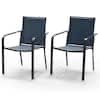 stackable metal patio outdoor dining chair-blue (4 chairs)