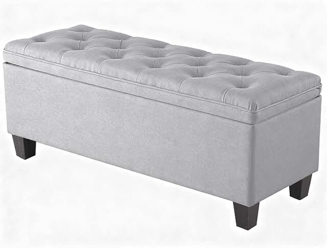 rectangle storage ottoman, light gray