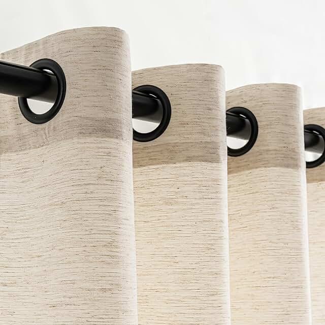 kambi slub textured linen blended semi-sheer grommet curtain panels 