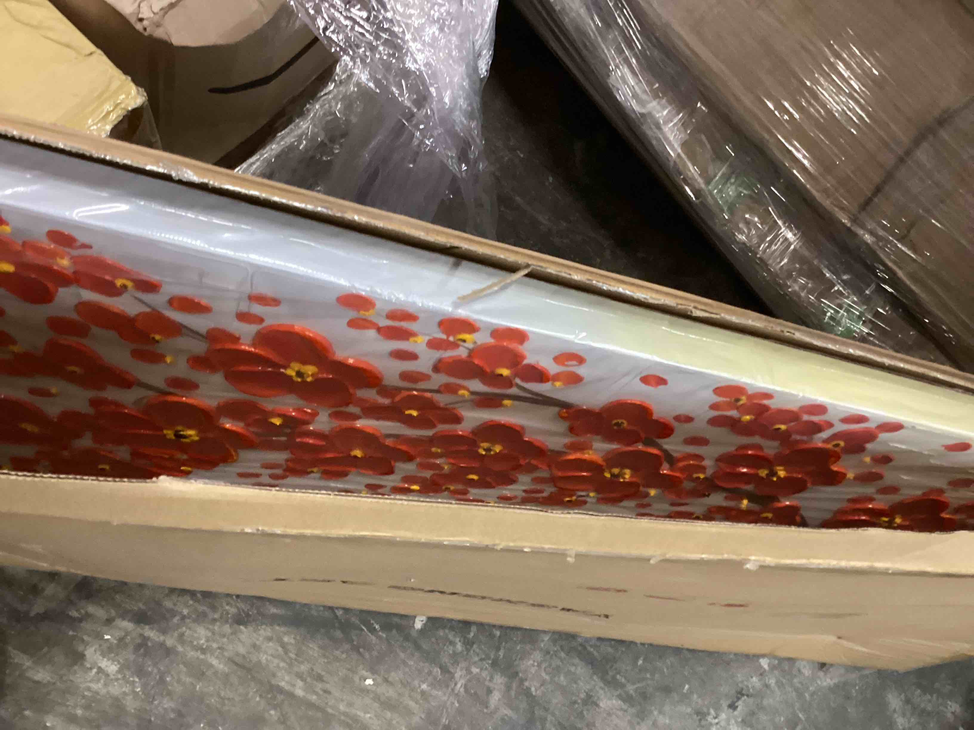 Condition photo showing Good Condition for YaSheng Art -Large Size hand-painted Oil Painting On Canvas Texture Palette Knife Red Flowers Paintings Modern Home Decor Wall Art Painting Colorful 3D Flowers Tree Paintings Ready to hang 24x60inch