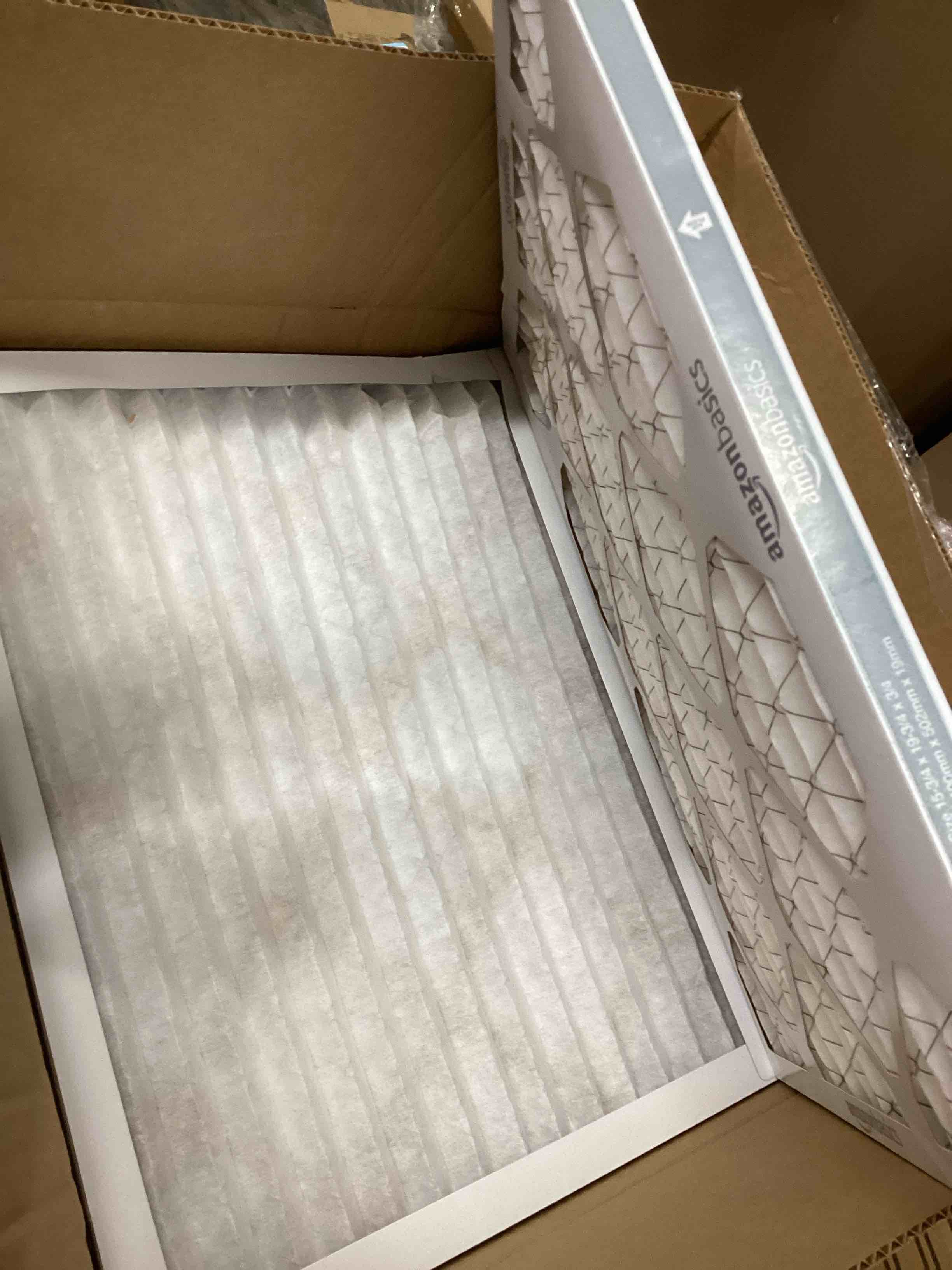 Condition photo showing As Is for Amazon Basics 16x20x1 Air Filter 6 Pack, MERV 8 AC Furnace Filters (Actual Size: 15.75" x 19.75" x 0.75") 16x20x1 Merv 8