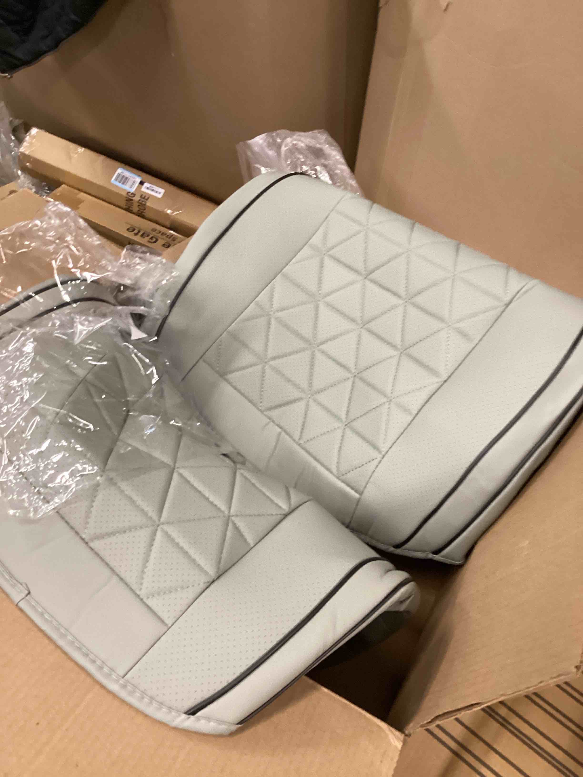 Condition photo showing Good Condition for Black Panther Luxury Faux Leather Car Seat Cover for Front Bottom Seat, Anti-Slip and Wrap Around The Bottom, Fits 95% of Vehicles - 2 Piece,Light Gray