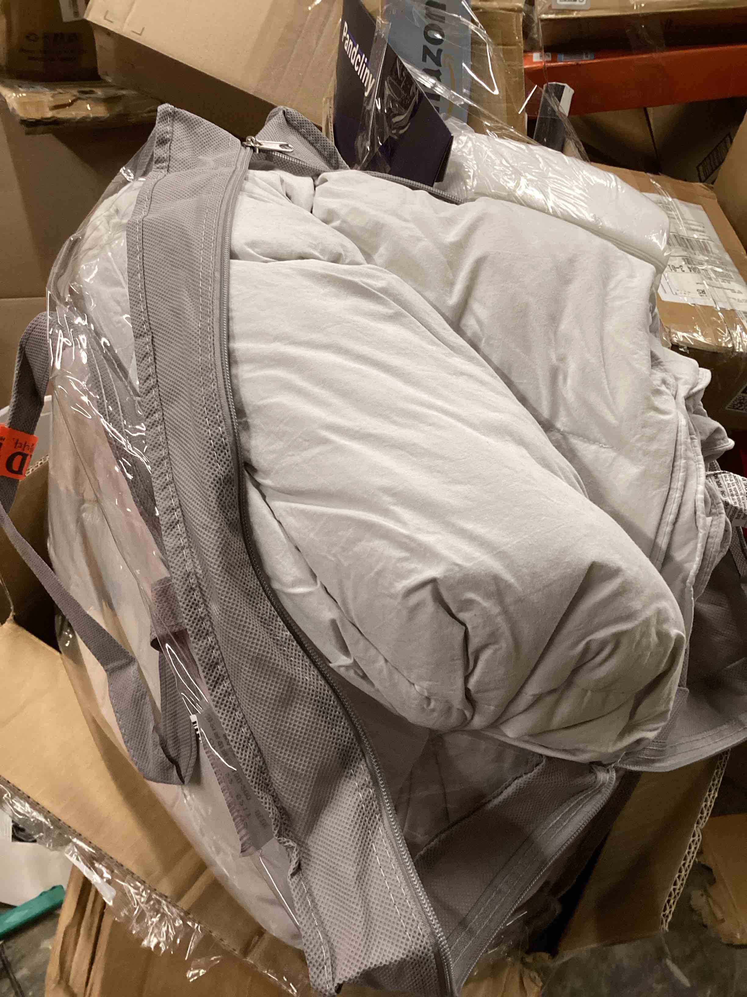 Condition photo showing As Is for L LOVSOUL Down Alternative Twin Comforter Duvet Insert,All Season Duvet Insert with Corner Tabs,Light Grey Comforter Twin 68x90Inches Twin Light Grey