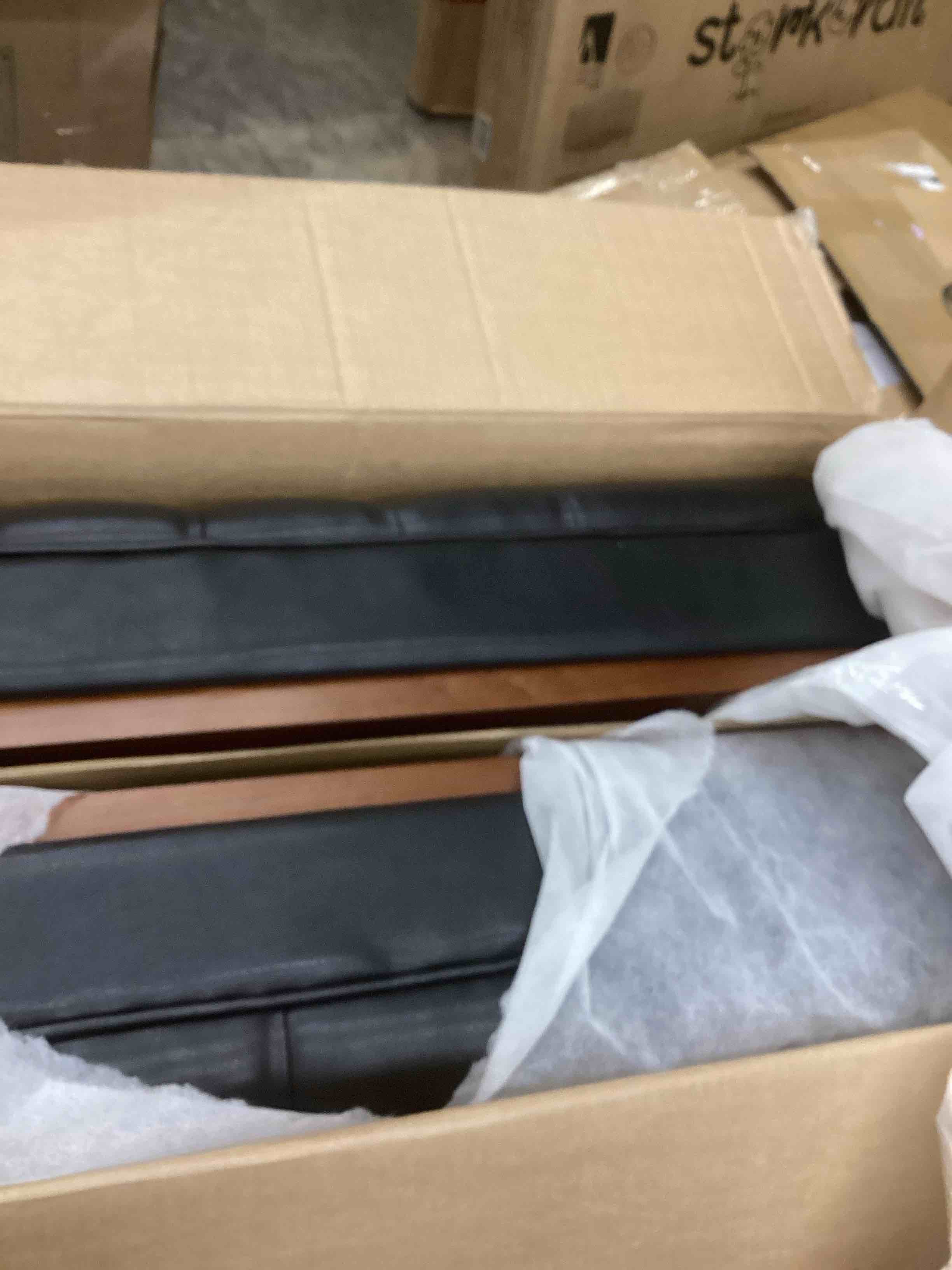 Condition photo showing Good Condition for contemporary faux leather tufted 3 seater sofa (incomplete one box only)