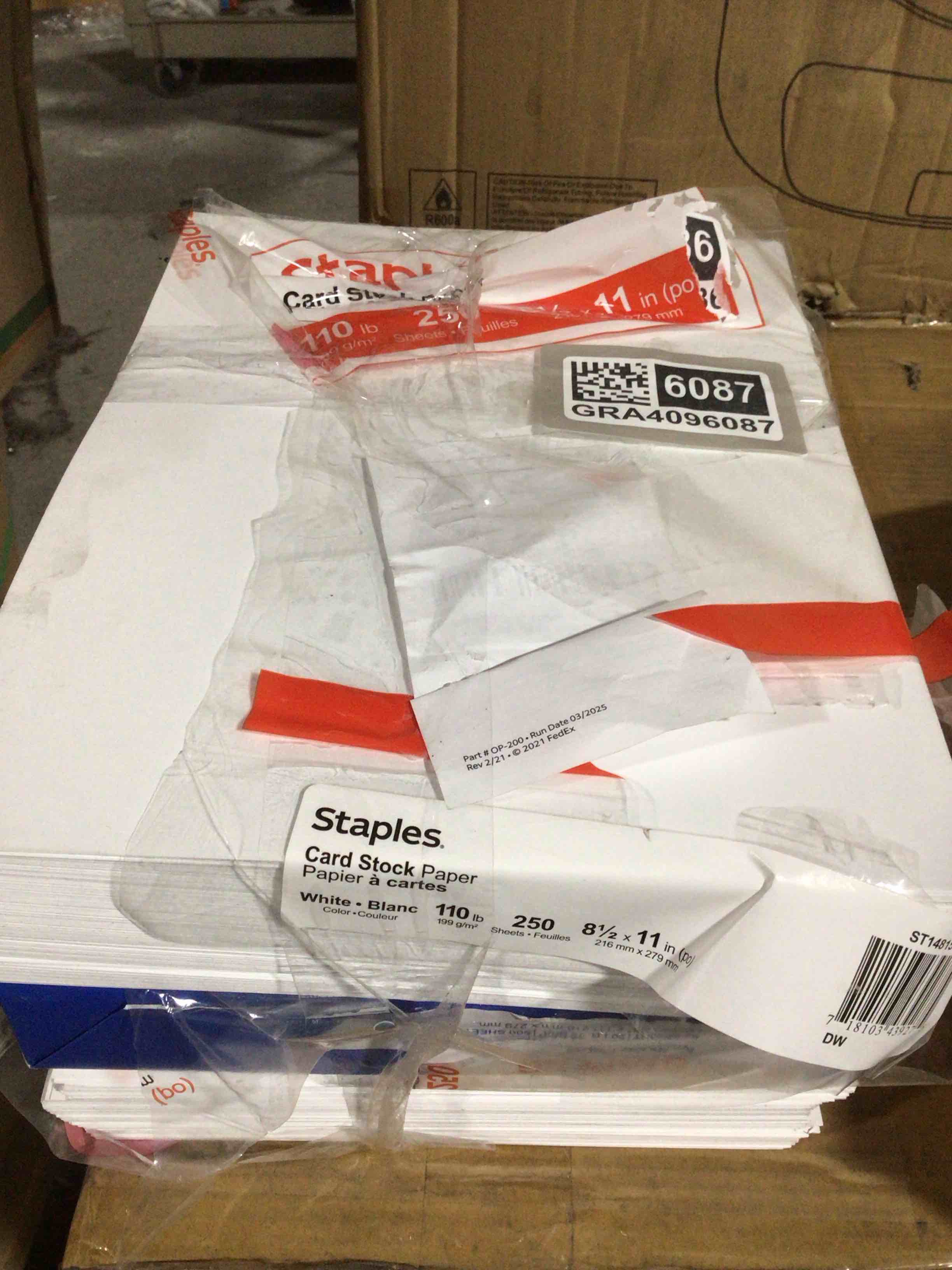 Condition photo showing Good Condition for Pack of 3 Staples 110 lb. Cardstock Paper, 8.5" x 11", White, 250 Sheets/Ream (49701)