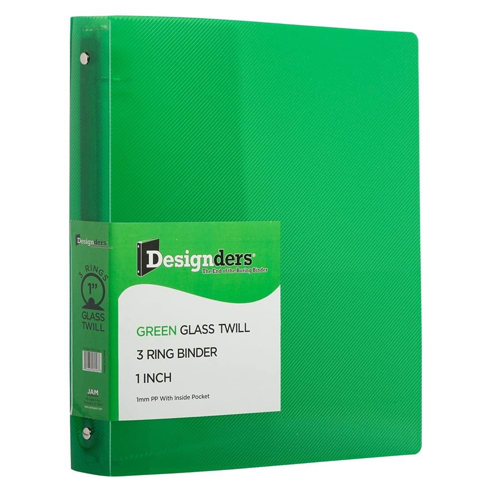 Pack of 2 JAM Paper & Envelope, Plastic 3 Ring Binder- 1", Green