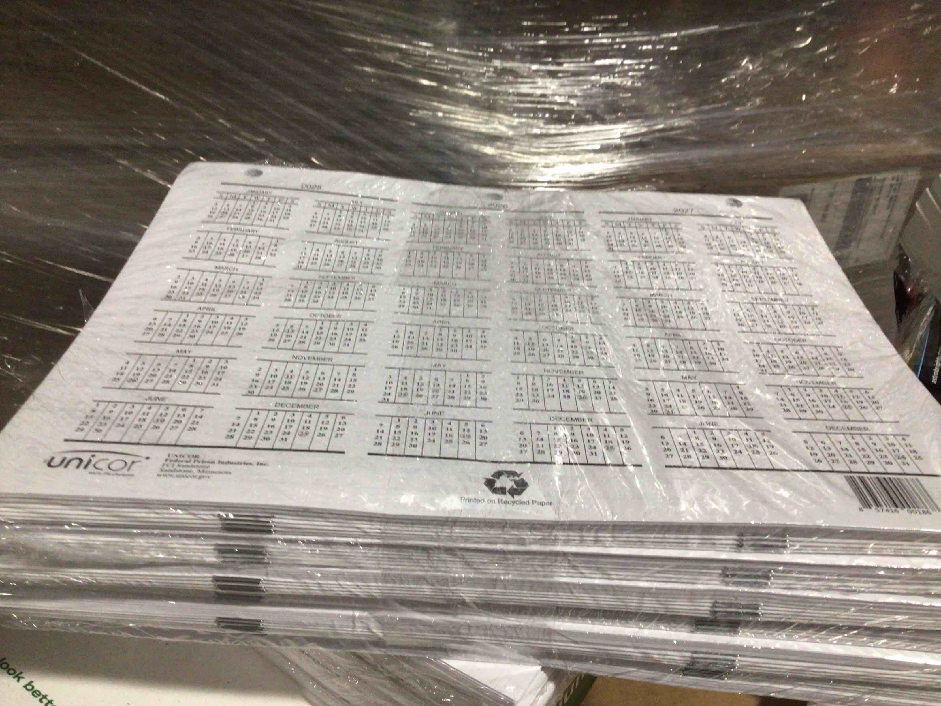 Condition photo showing New/Like New for Pack of 6 Unicor Flip Style Activity Schedule Calendar, Monthly, 2026 to 2026, 2 Month Single Page Layout, Letter, 8 1/2" x 11" Sheet Size, Saddle Stitch, White