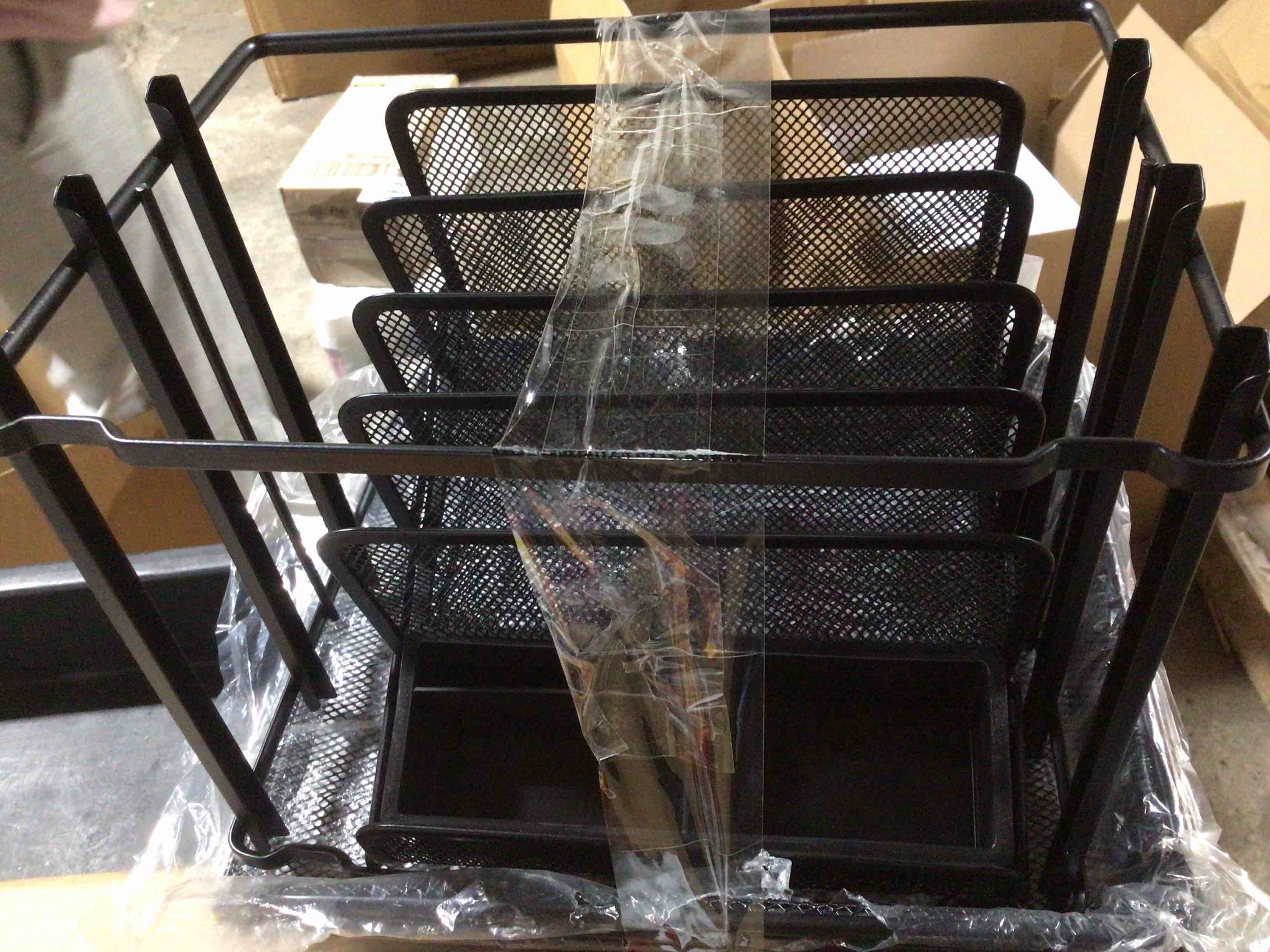 Condition photo showing New/Like New for TRU RED™ All-In-One 10-Compartment Wire Mesh Compartment Storage, Matte Black (TR57530)