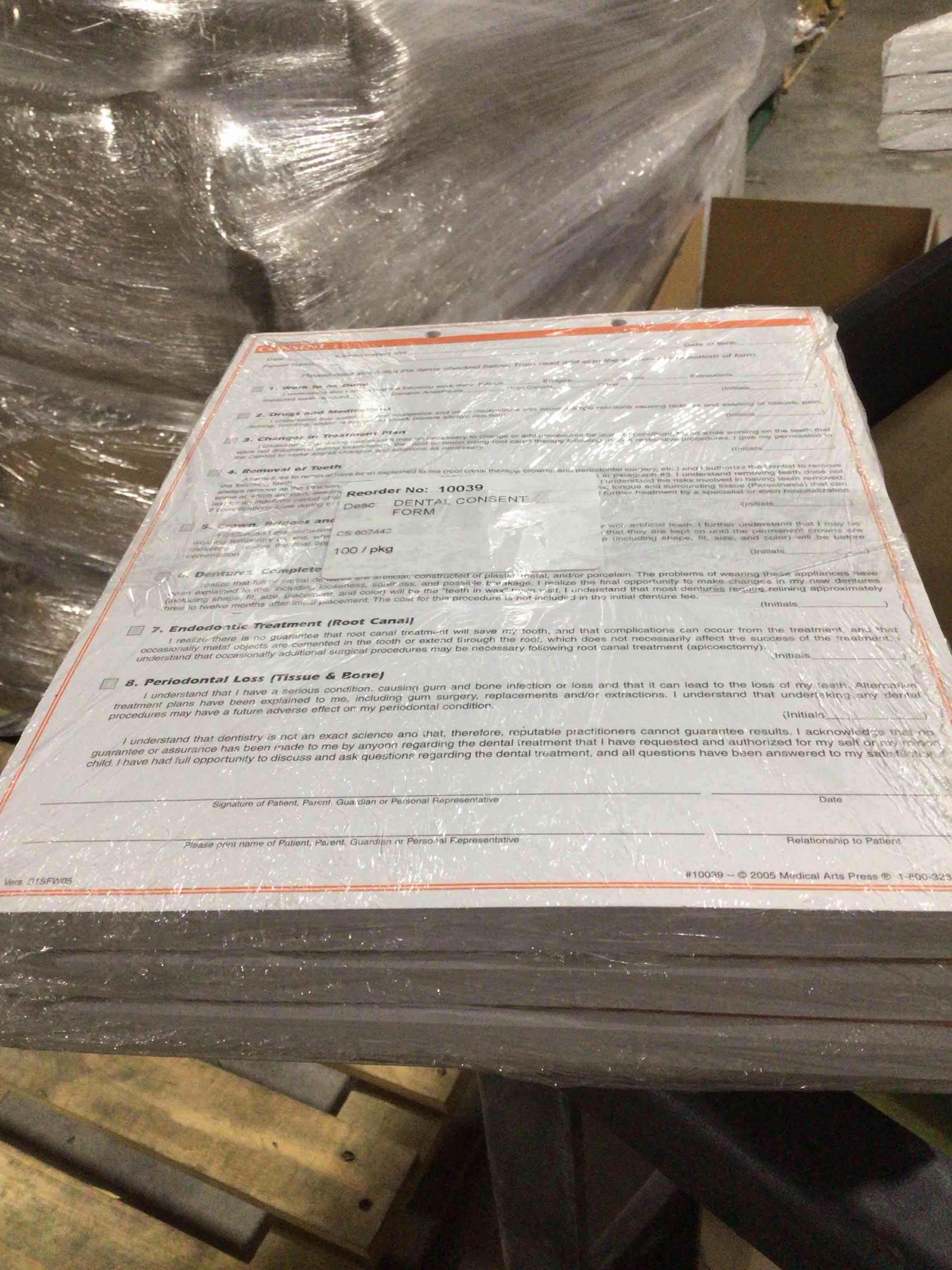 Condition photo showing New/Like New for Pack of 3 Dental Consent Form 100/pkg