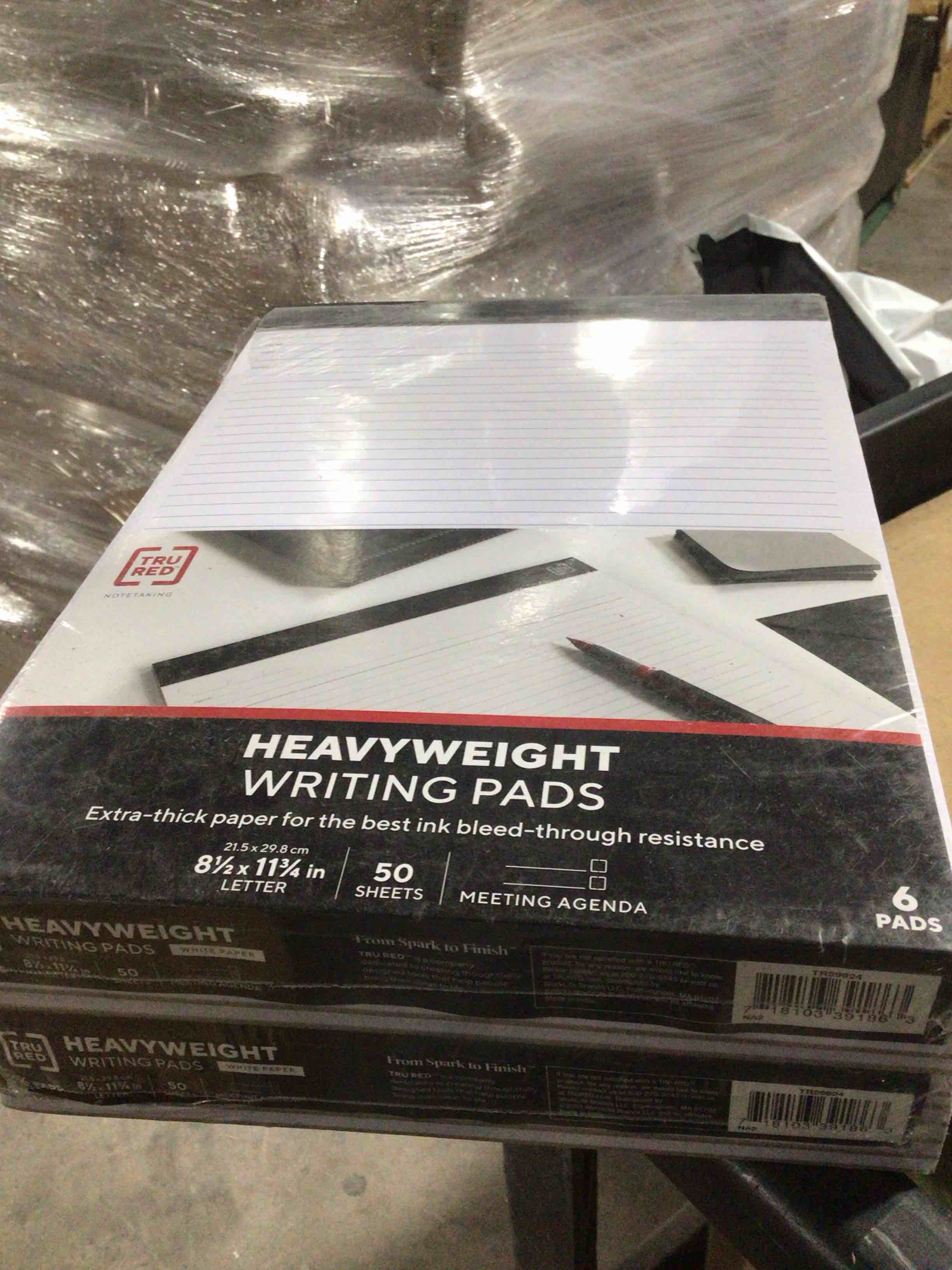 Condition photo showing New/Like New for Pack of 2 TRU RED Staples Notepads, 8.5-inch x 11.75-inch, Wide Ruled, White, 50 Sheets/Pad