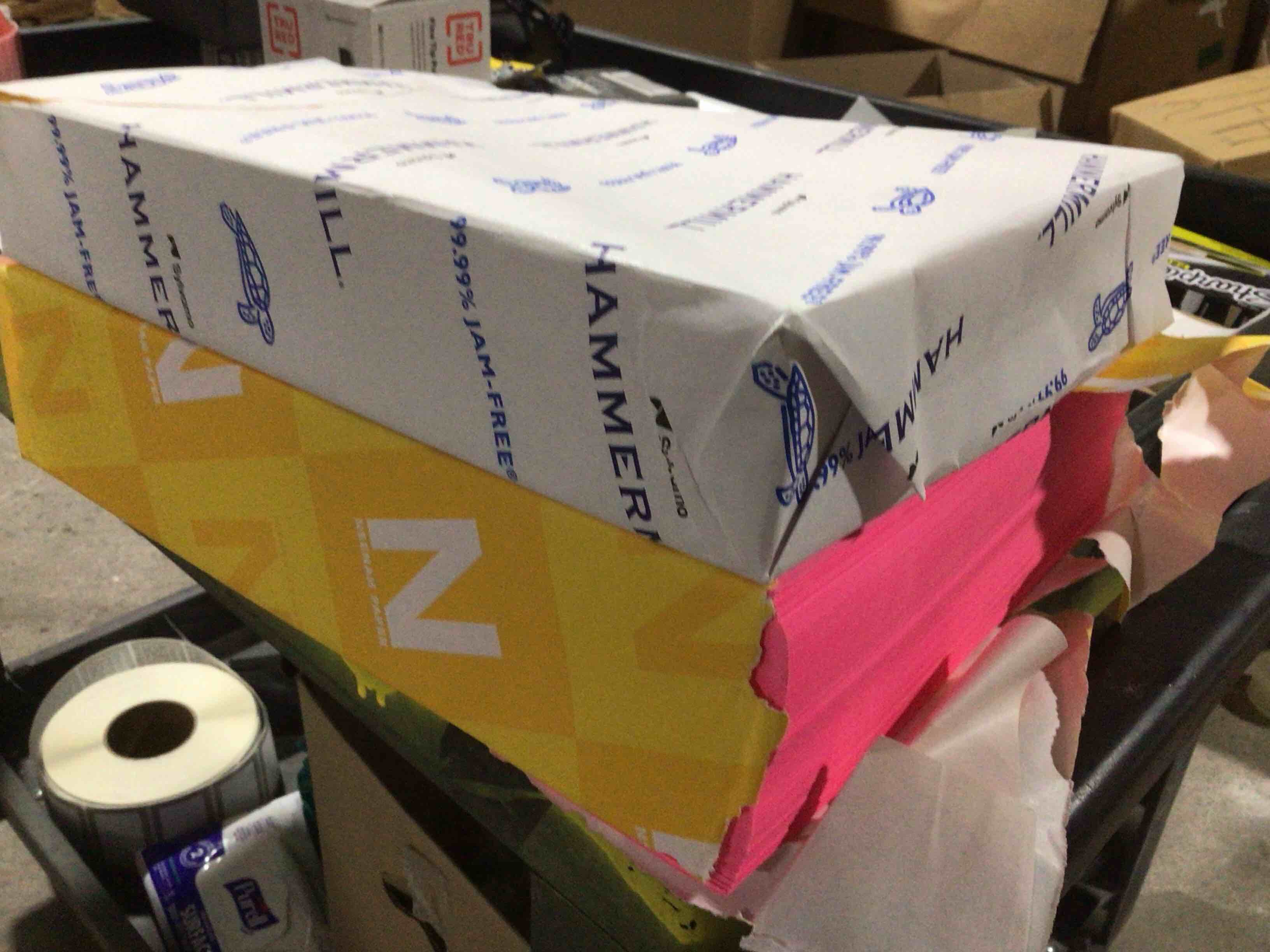 Condition photo showing Good Condition for Pack of 2 Astrobrights 21031 8.5 in. x 11 in. 24 lbs. Bond Weight Color Paper - Pulsar Pink and yellow(500/Ream)