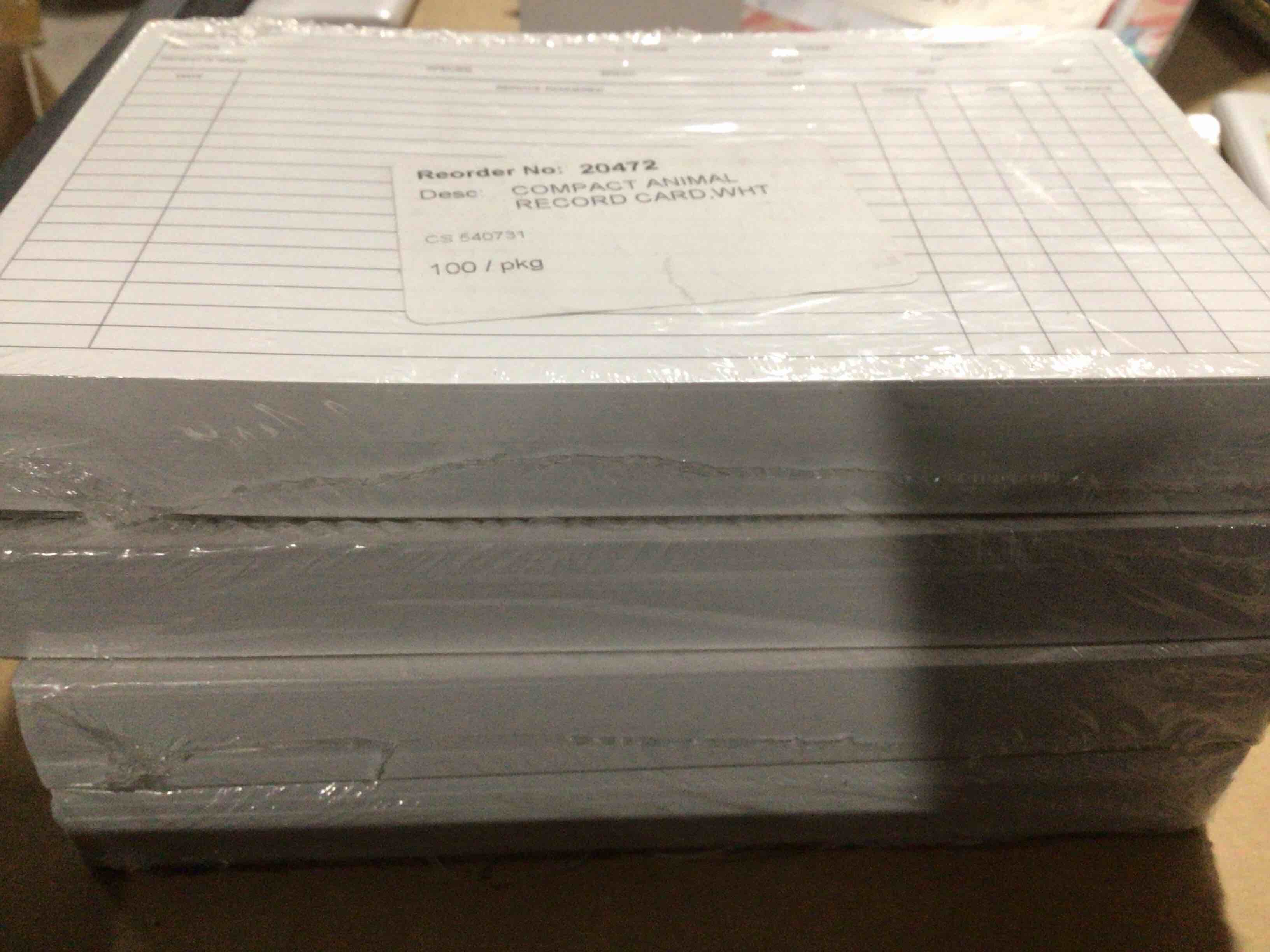 Condition photo showing New/Like New for Pack of 4 Compact Animal Record Card 100/pkg