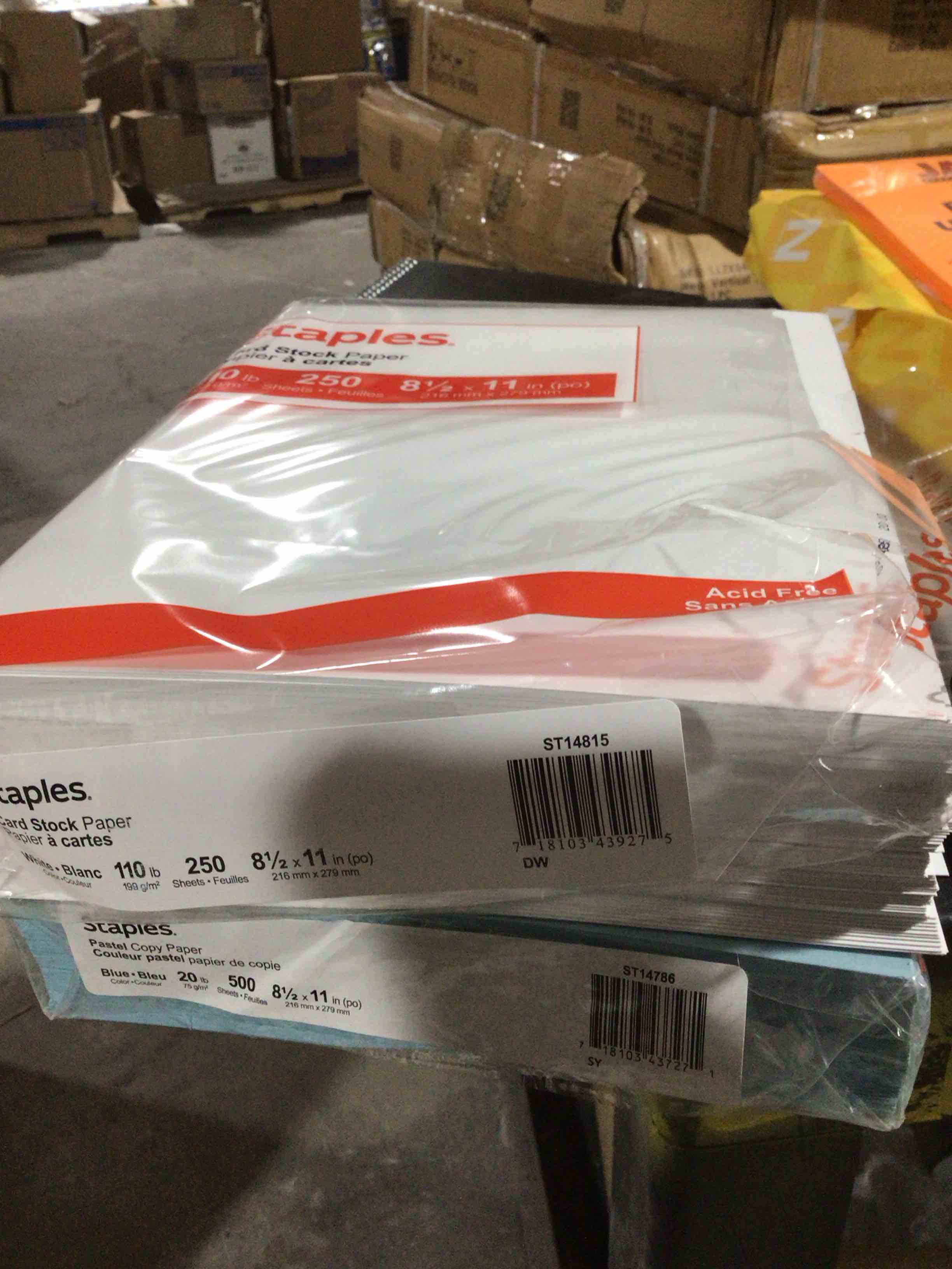 Condition photo showing Good Condition for Pack of 2 Staples Pastel 30% Recycled Color Copy Paper, 20 lbs., 8.5" x 11", Blue and white 500/Ream