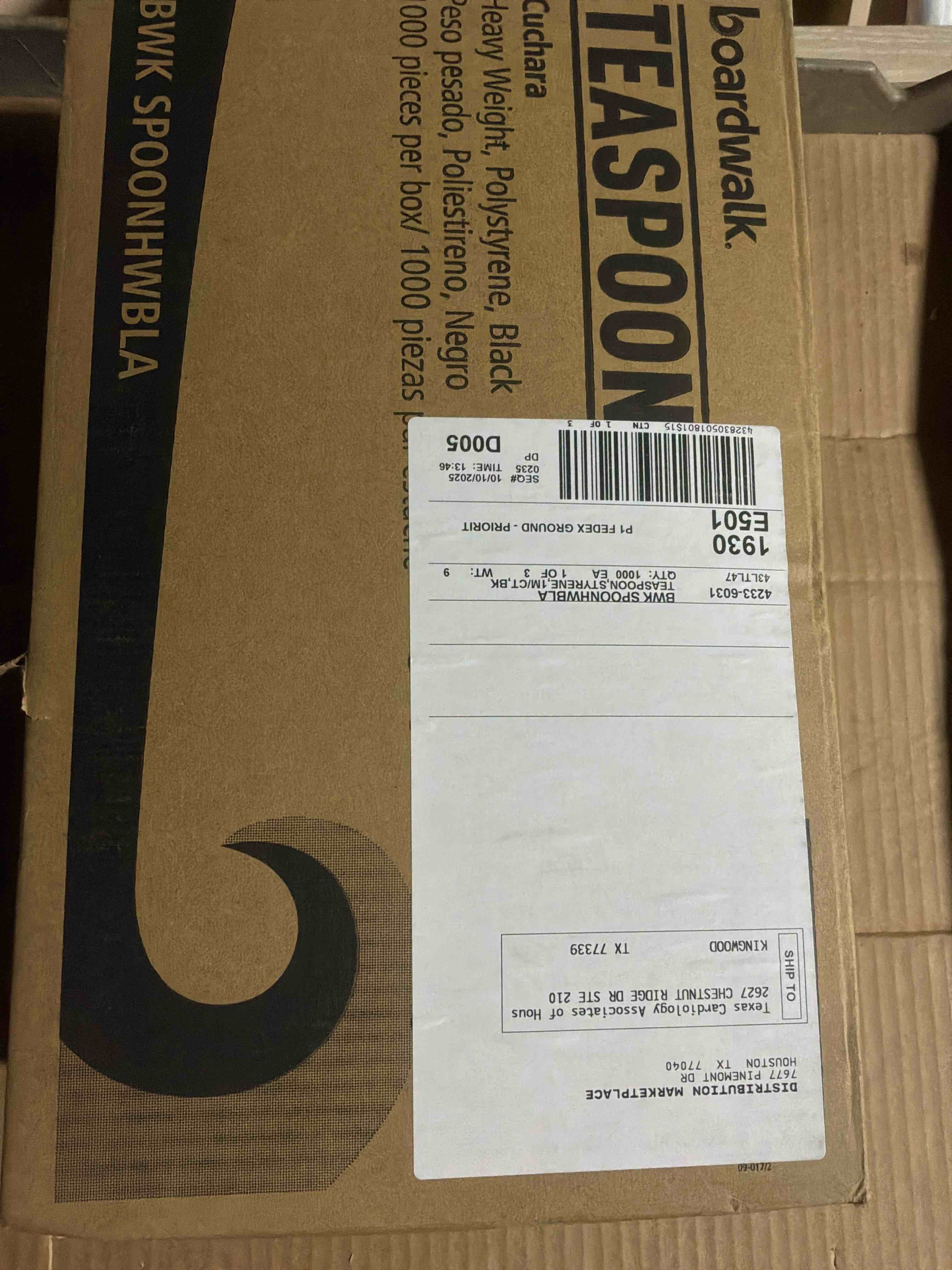 Condition photo showing New/Like New for Boardwalk Heavyweight Polystyrene Cutlery  Teaspoon  Black  1000/Carton