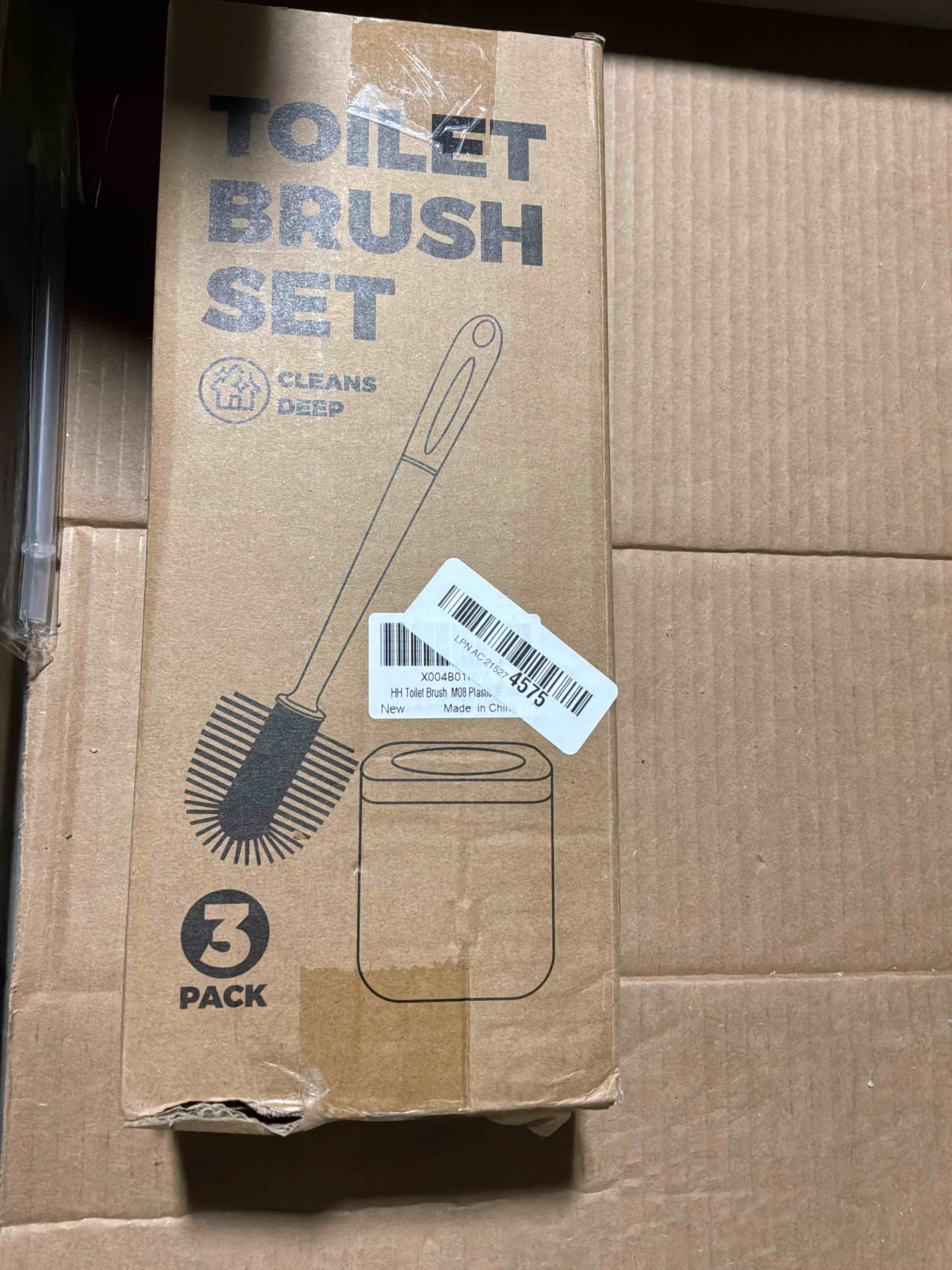 Condition photo showing As Is for Toilet Brush, 3 Pack Toilet Brush and Holder Set Bathroom Accessories, Toilet Bowl Brush and Holder with 3 Crevice Brush for Bathroom, Toilet Scrubber Brush (White)